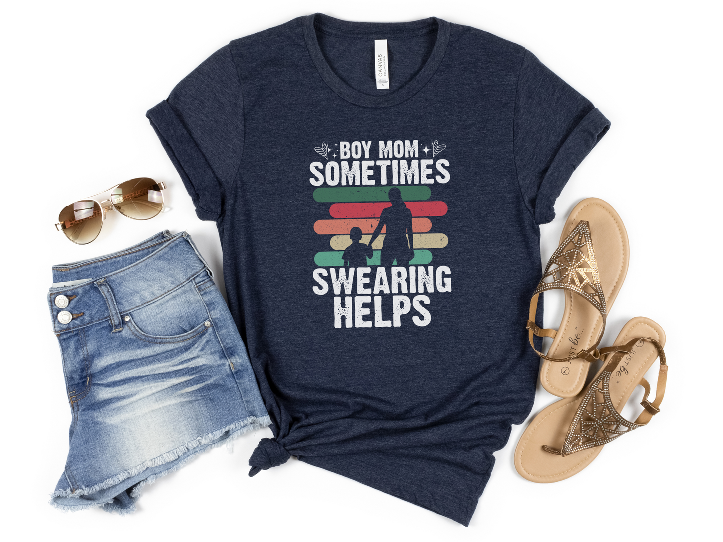 Boy Mom, Because Swearing Helps Crewneck TShirt