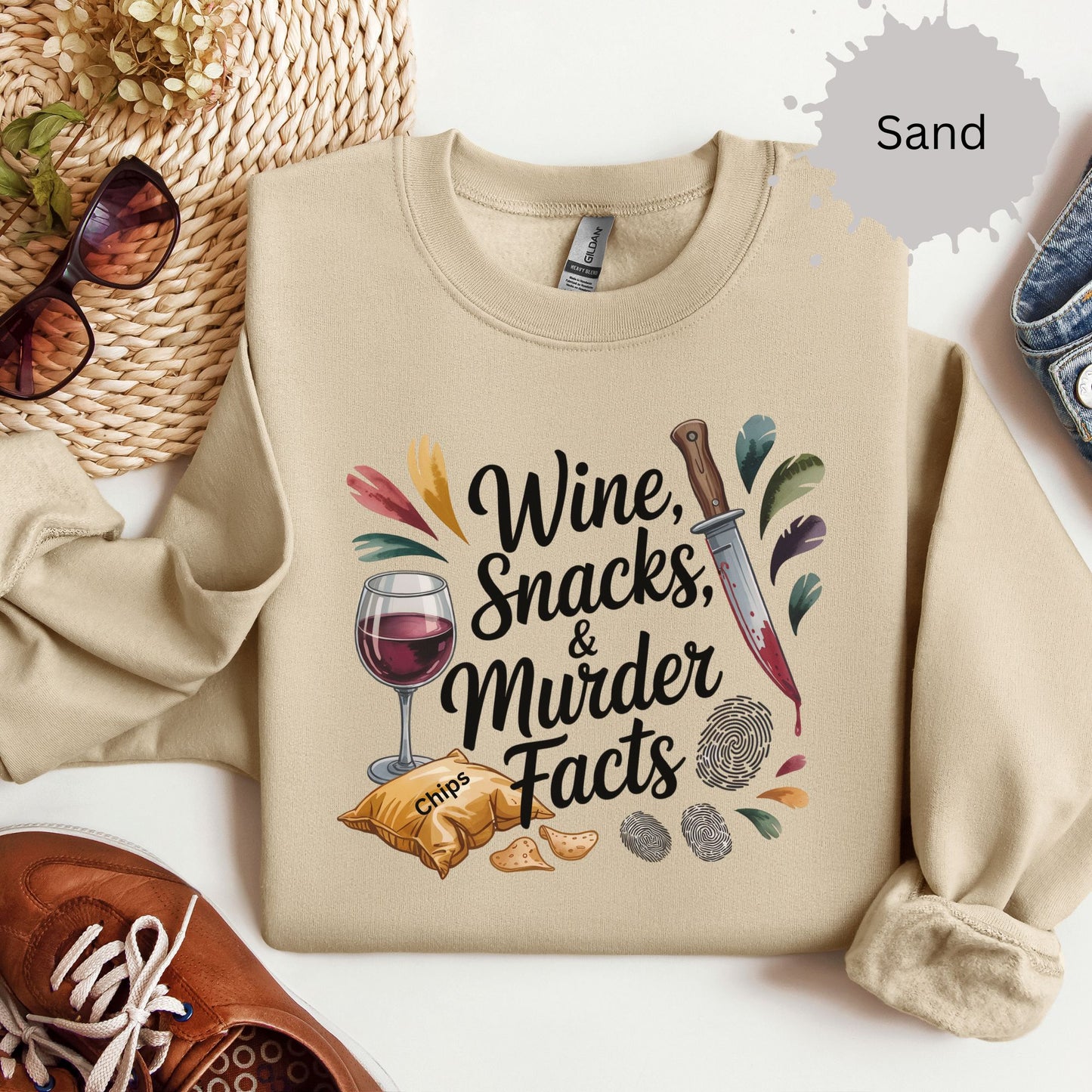 Wine Snacks and Murder Facts Sweatshirt