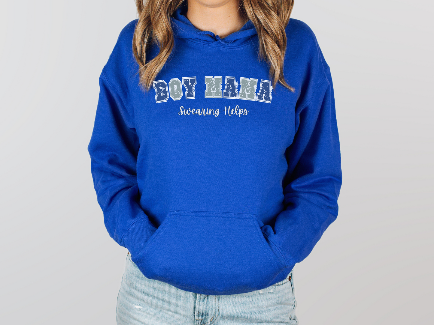 Boy Mom, Swearing Helps Pullover Hooded Sweatshirt