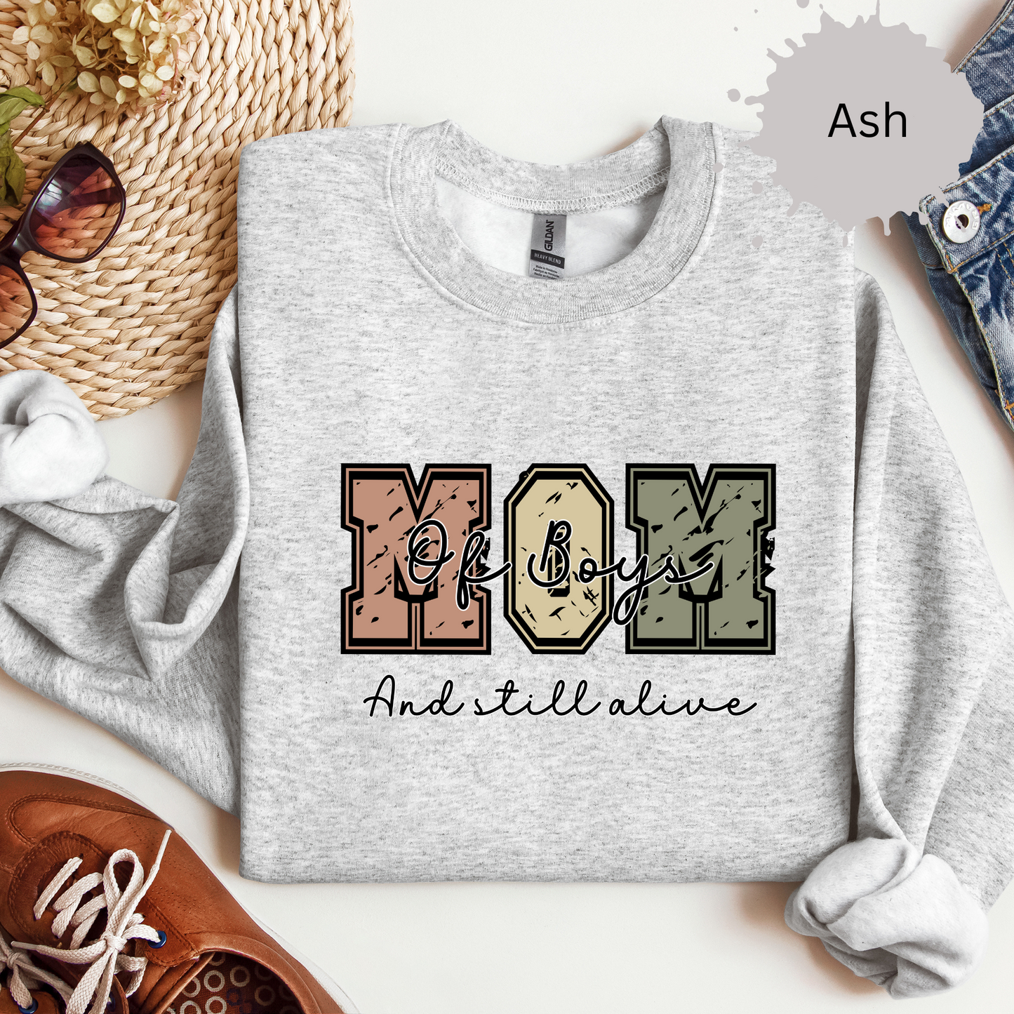 Boy Mom Still Alive Crewneck Sweatshirt