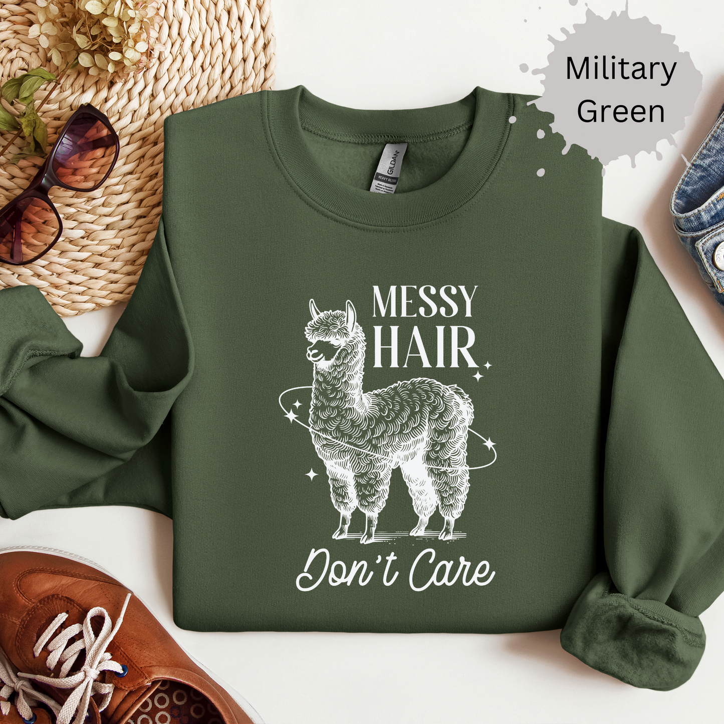 Messy Hair Dont Care Crewneck Sweatshirt