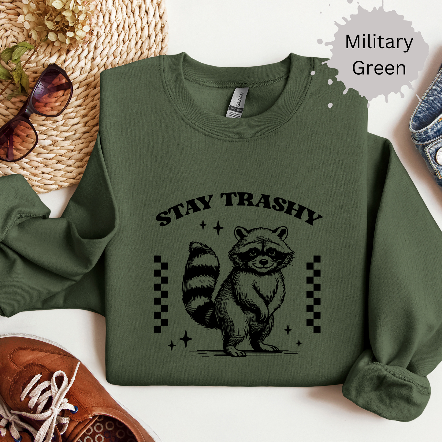 Stay Trashy Racoon Crewneck Sweatshirt