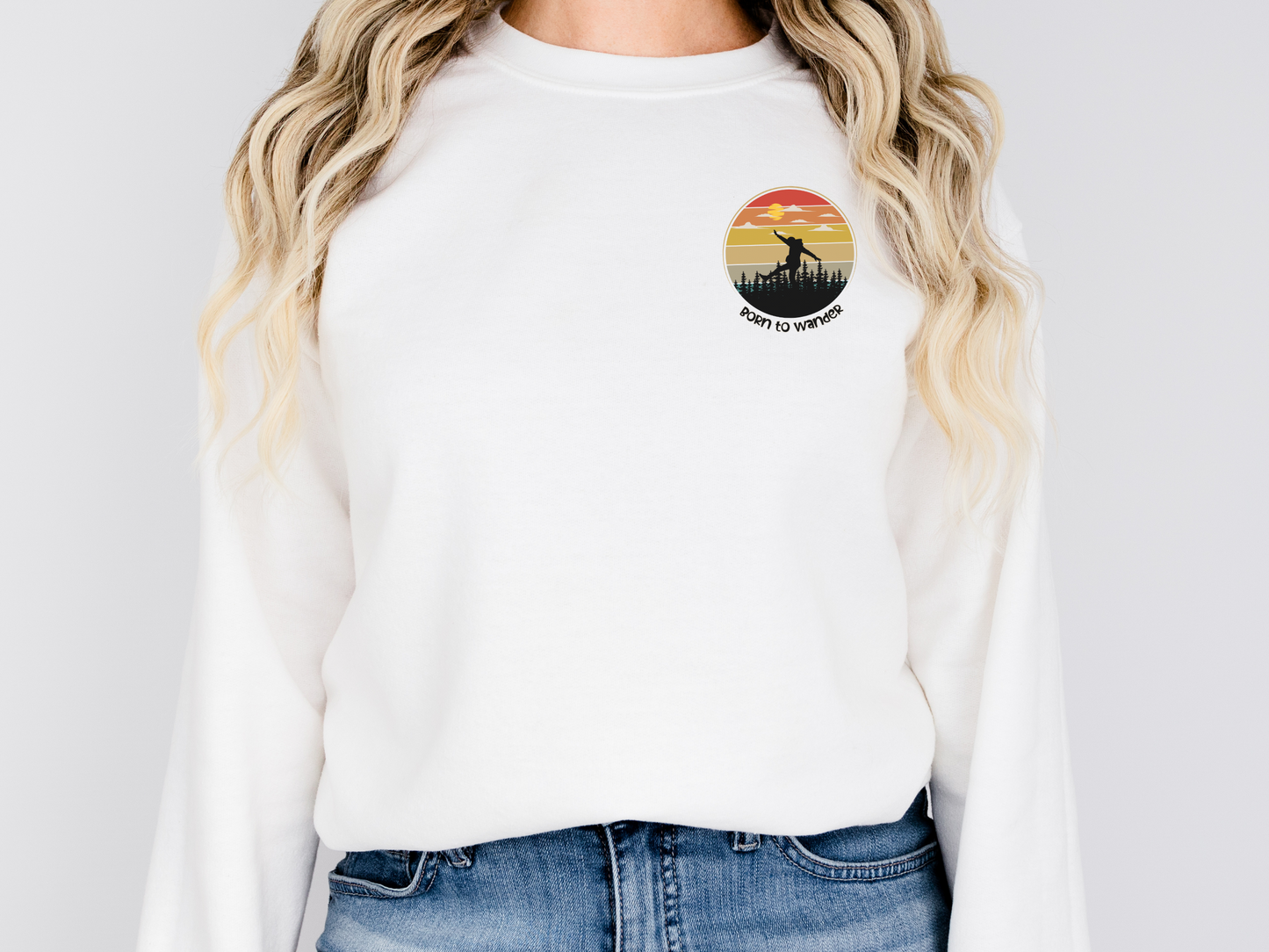 Born to Wander, Pullover Crewneck Sweatshirt