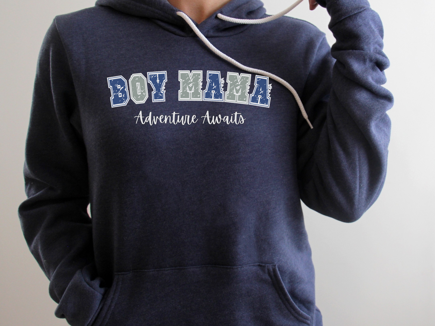 Boy Mama, Adventure Awaits Pullover Hooded Sweatshirt