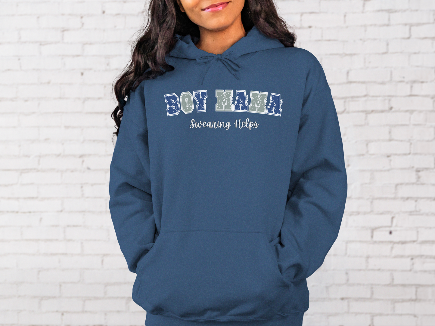 Boy Mom, Swearing Helps Pullover Hooded Sweatshirt