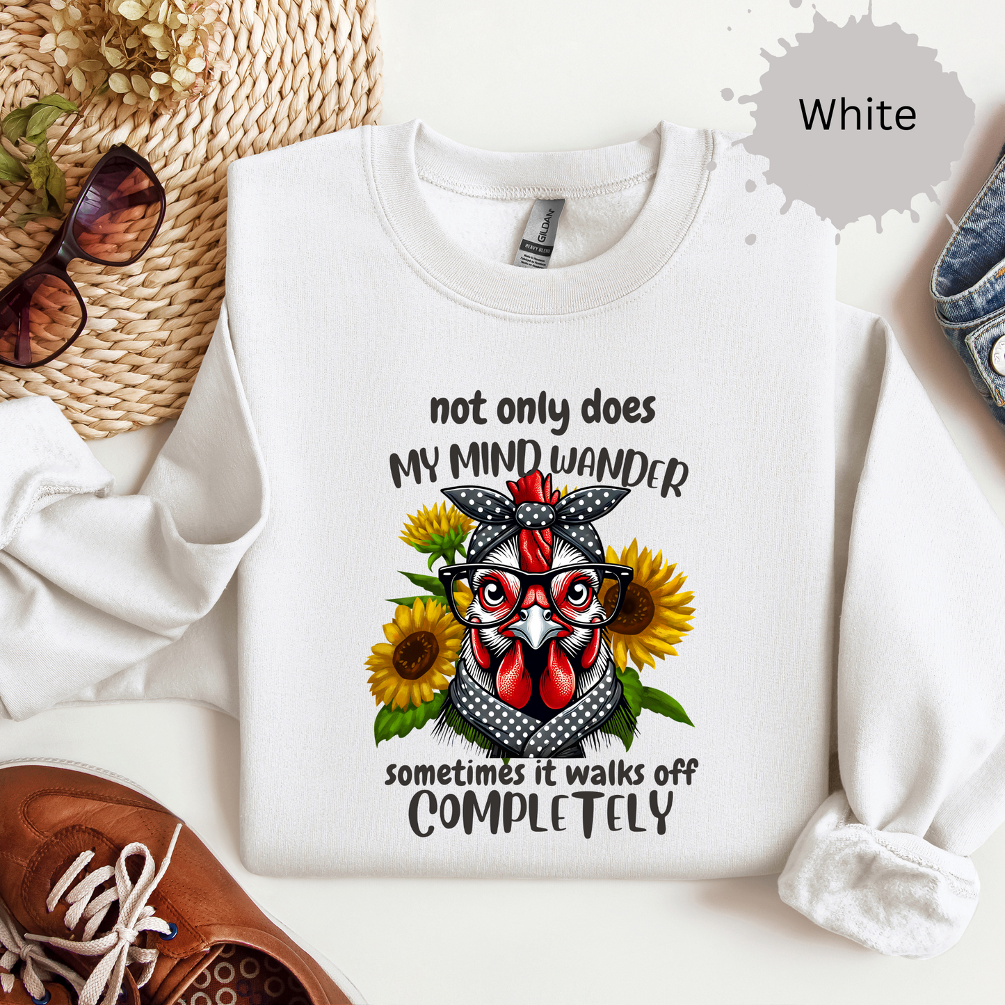 Wandering Mind Funny Chicken Crewneck Sweatshirt