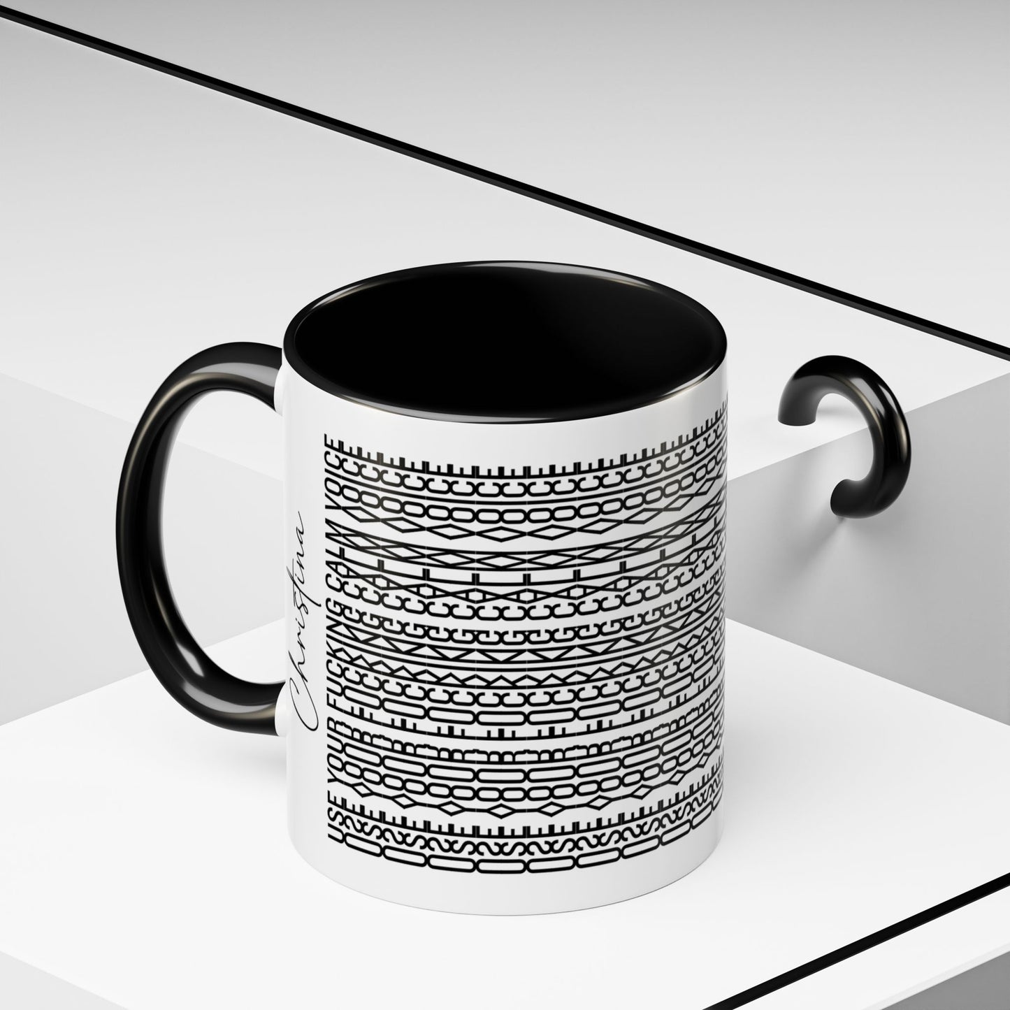 Use Your F**ing Calm Voice – Hidden Message Mug (Black Text)