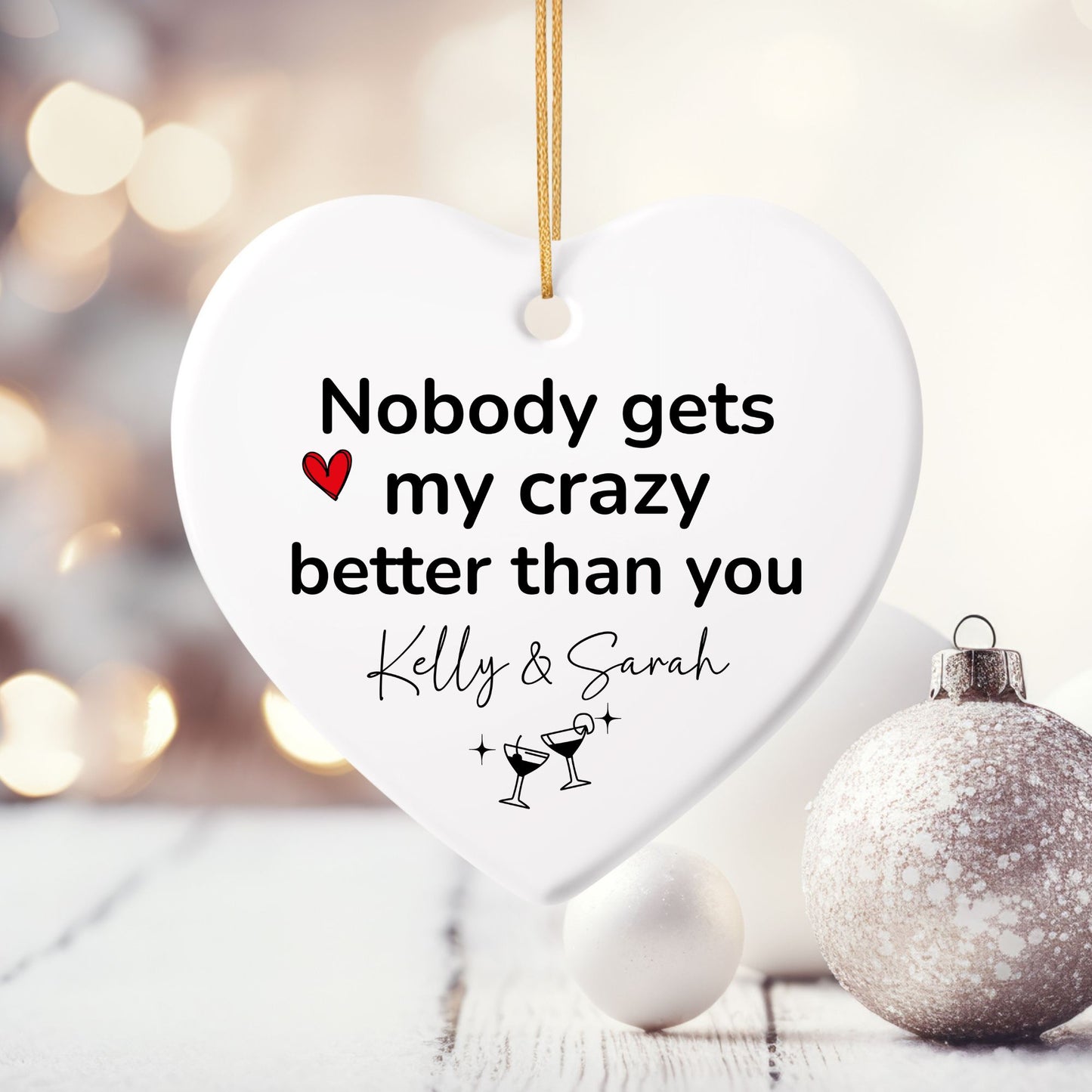 Craziest Together Bestie Ceramic Ornament