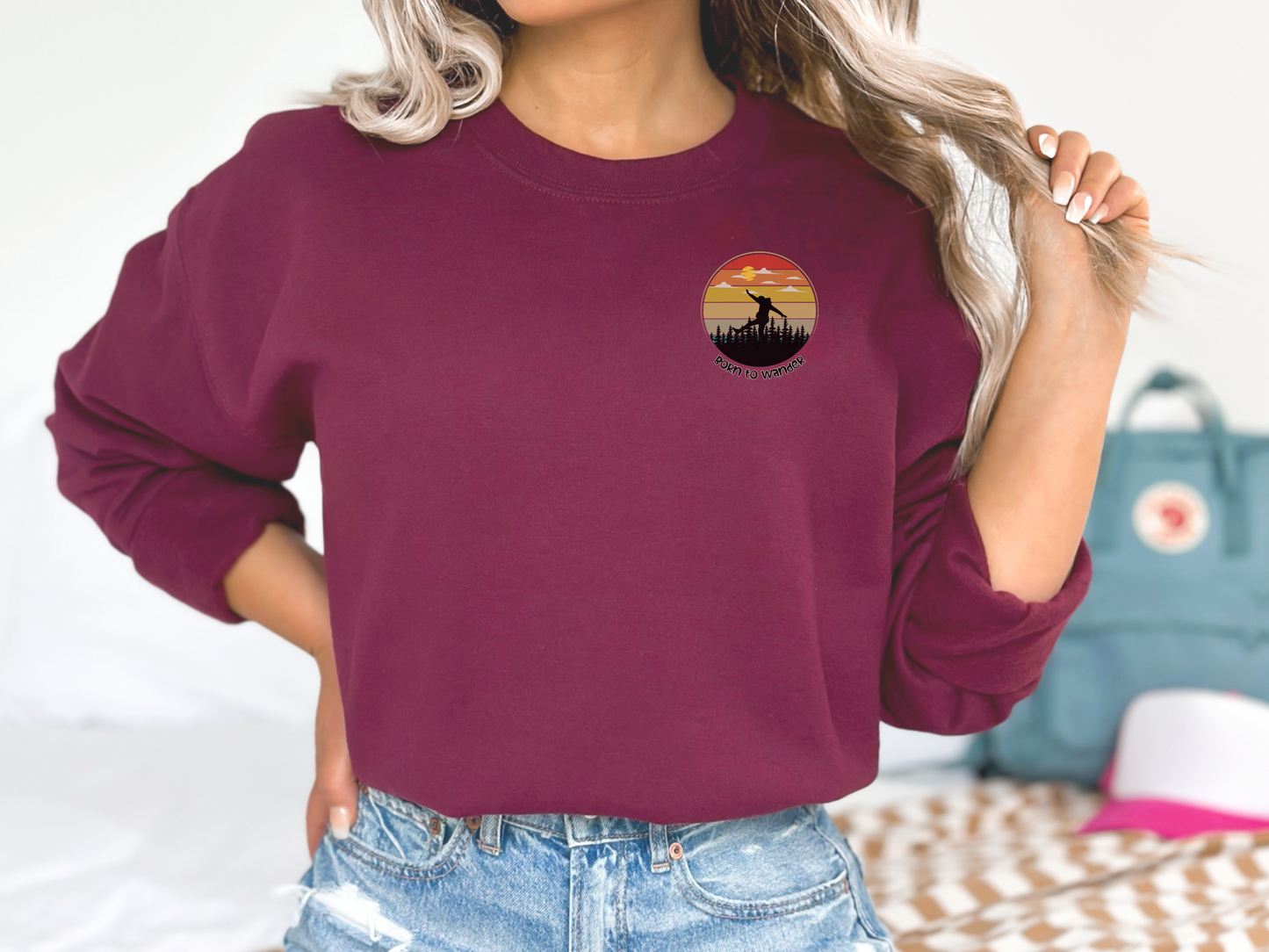 Born to Wander, Pullover Crewneck Sweatshirt