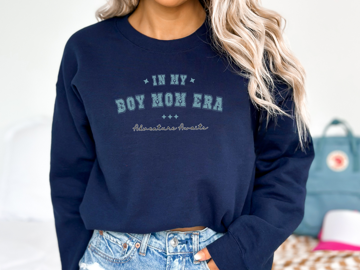 Boy Mom Era, Adventure Awaits Pullover Crewneck Sweatshirt