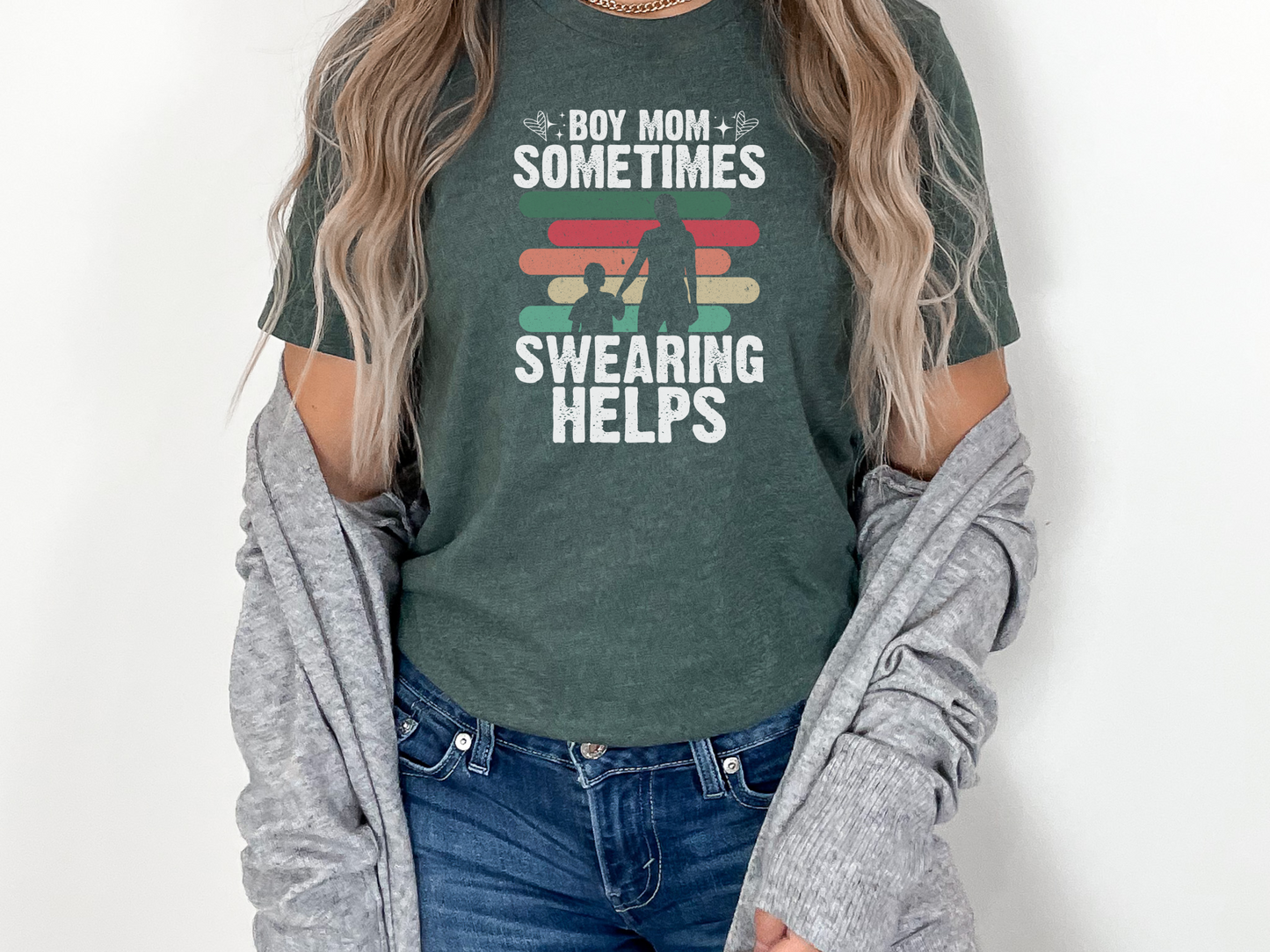 Boy Mom, Because Swearing Helps Crewneck TShirt