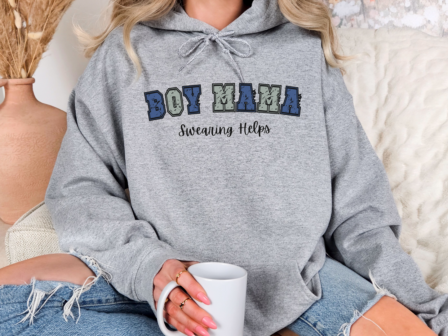 Boy Mama, Swearing Helps Pullover Hoodie