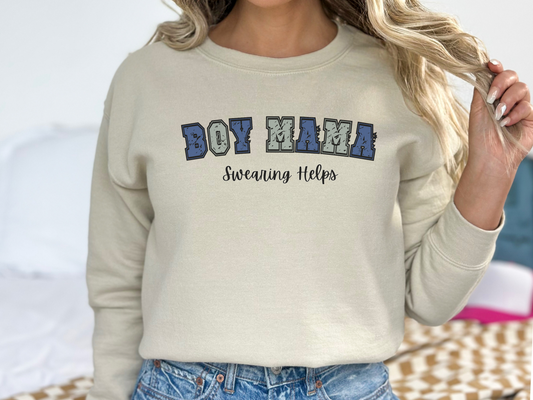 Boy Mama, Swearing Helps Crewneck Sweatshirt