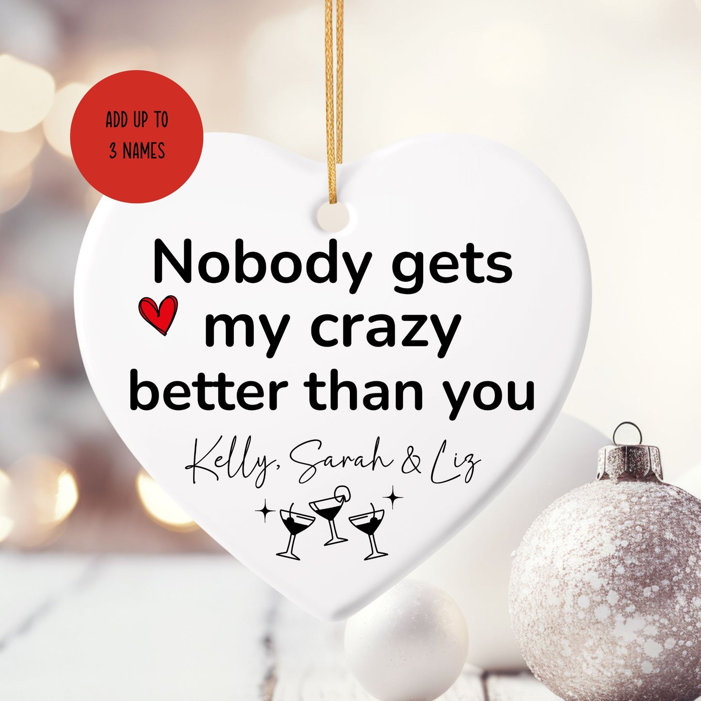 Craziest Together Bestie Ceramic Ornament
