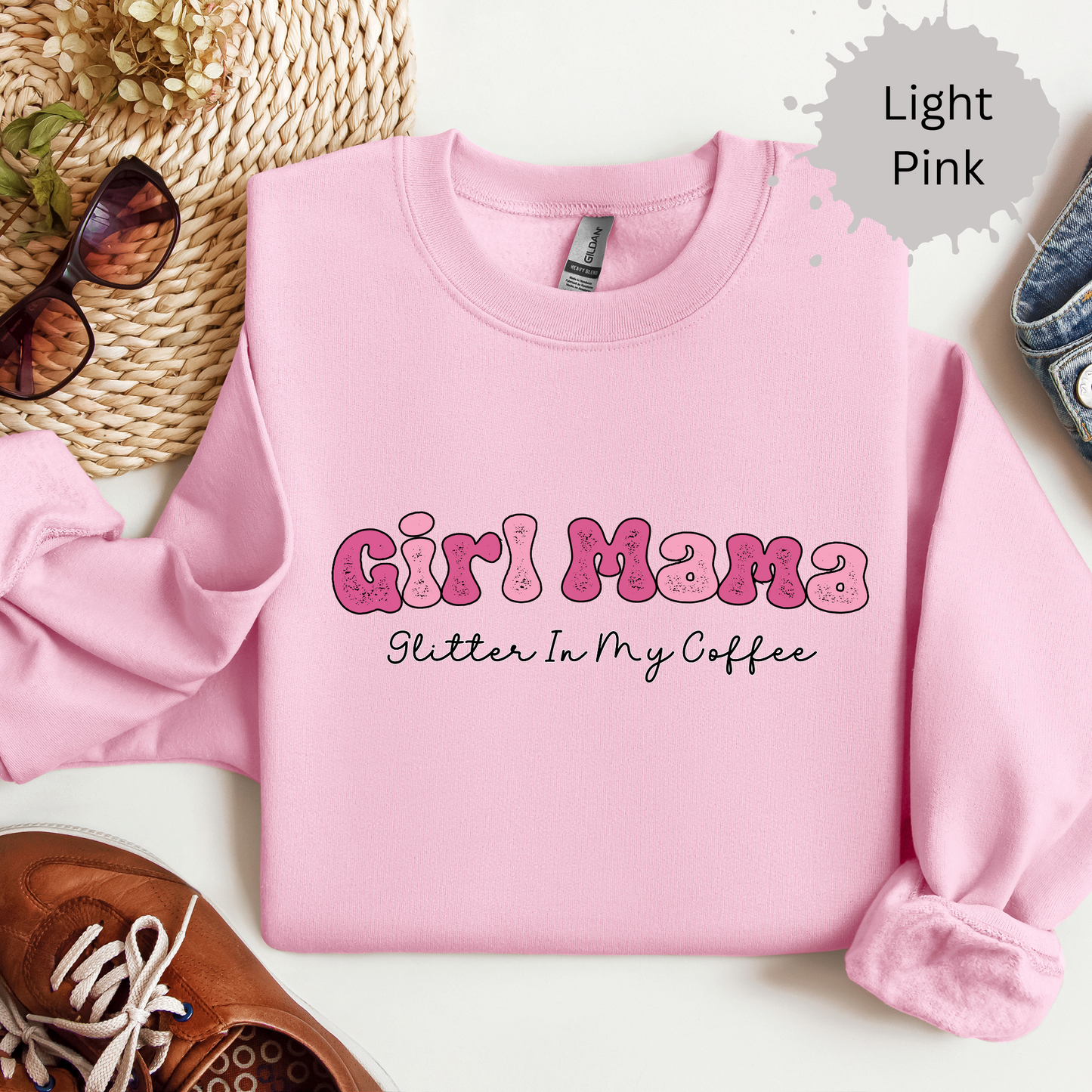 Glitter Girl Mama Crewneck Sweatshirt
