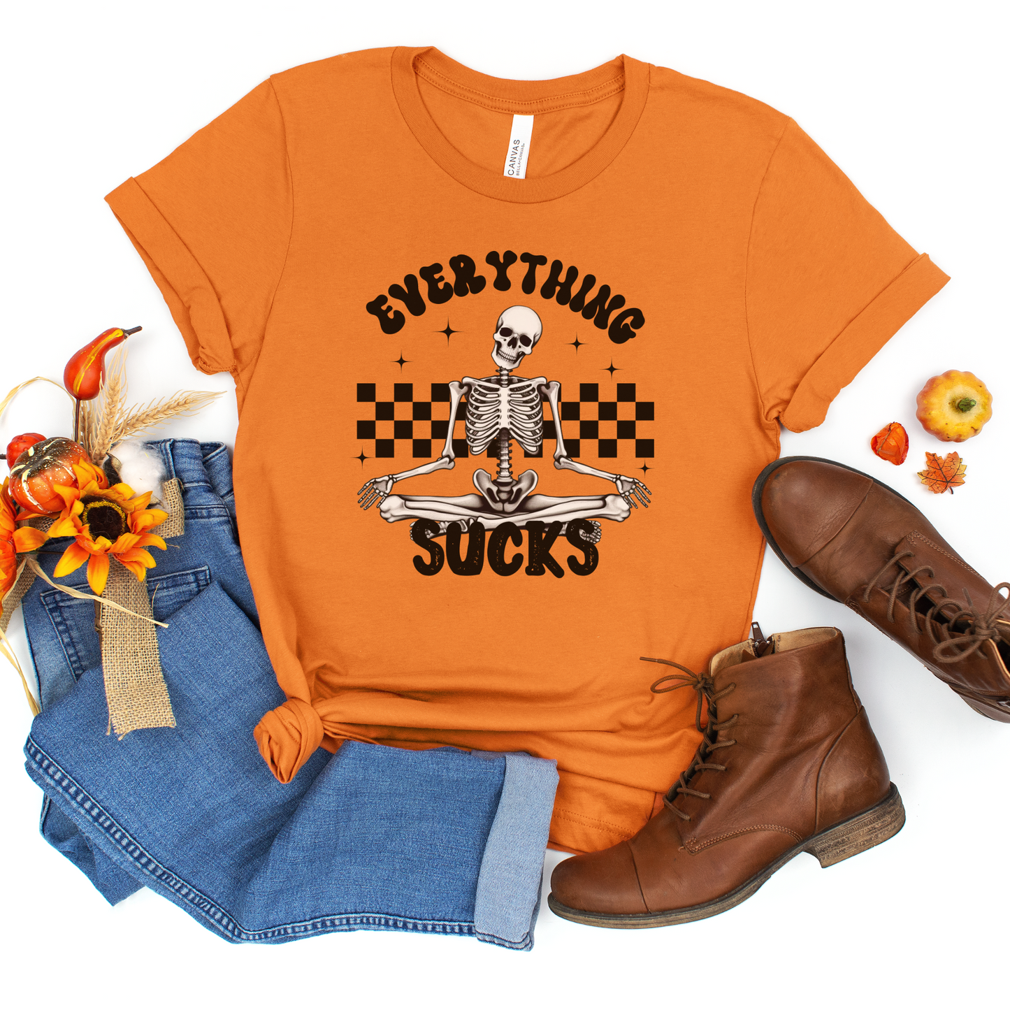 Everything Sucks Checkerboard Skeleton TShirt