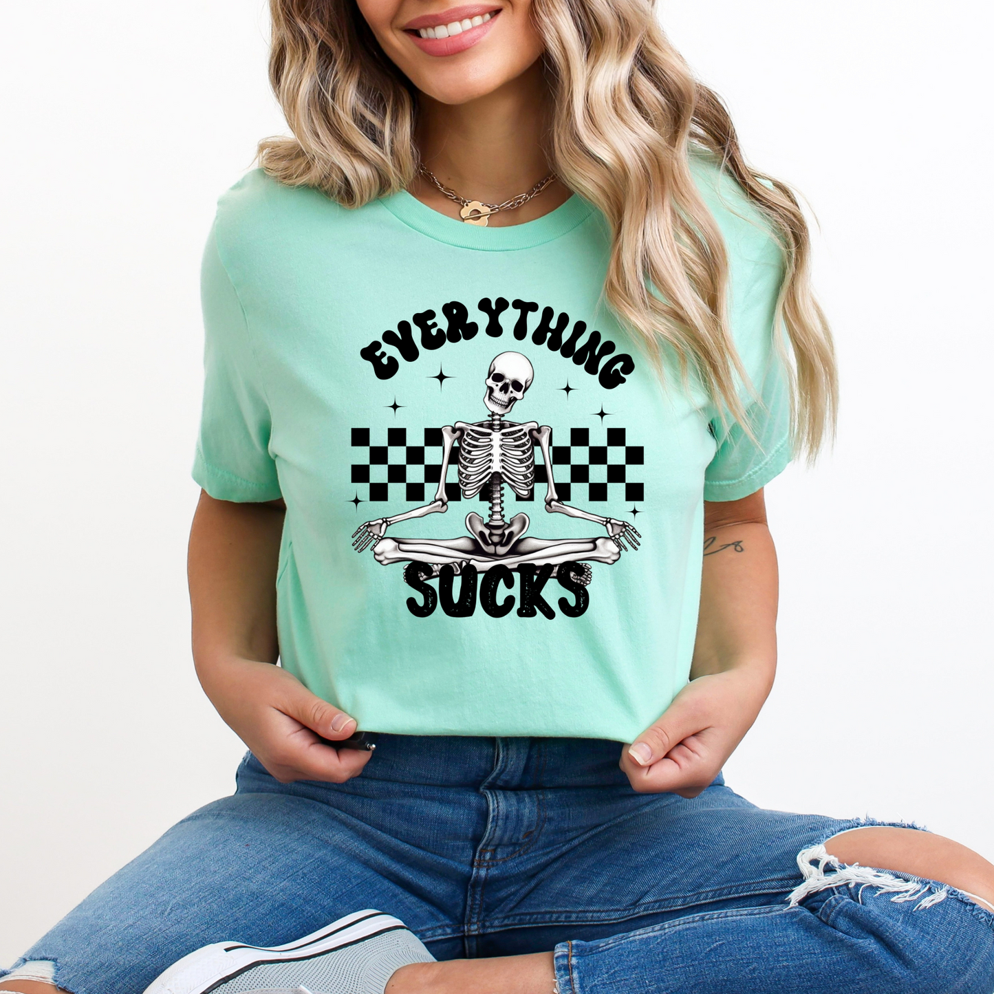 Everything Sucks Checkerboard Skeleton TShirt