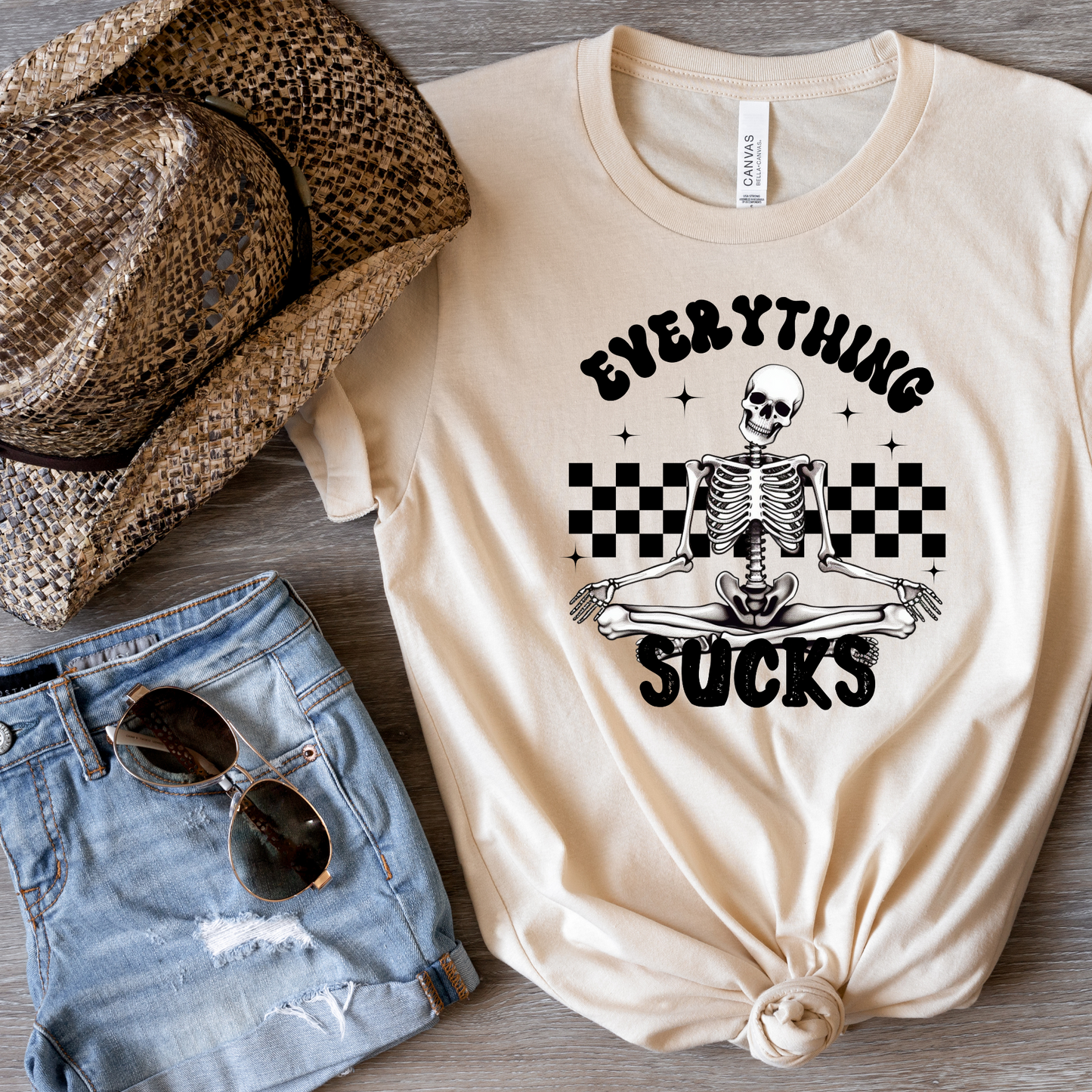 Everything Sucks Checkerboard Skeleton TShirt