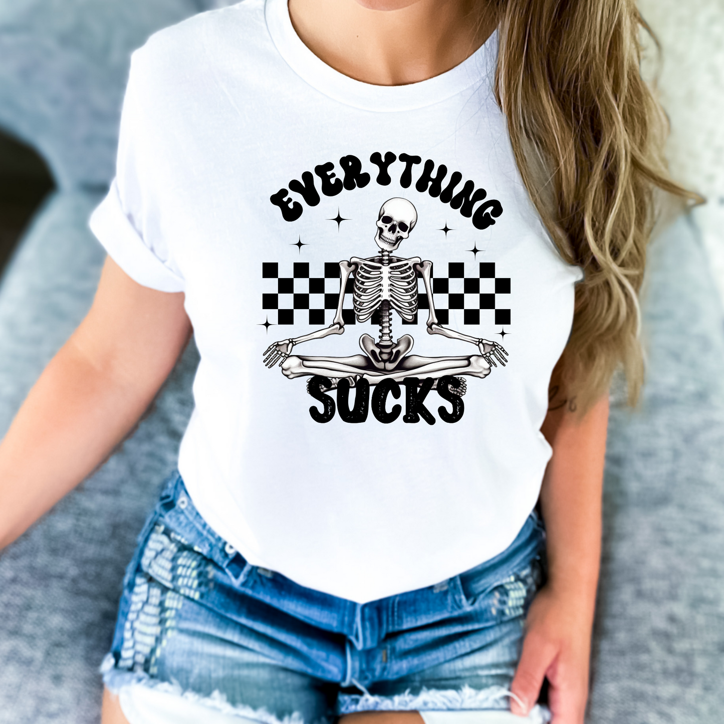 Everything Sucks Checkerboard Skeleton TShirt