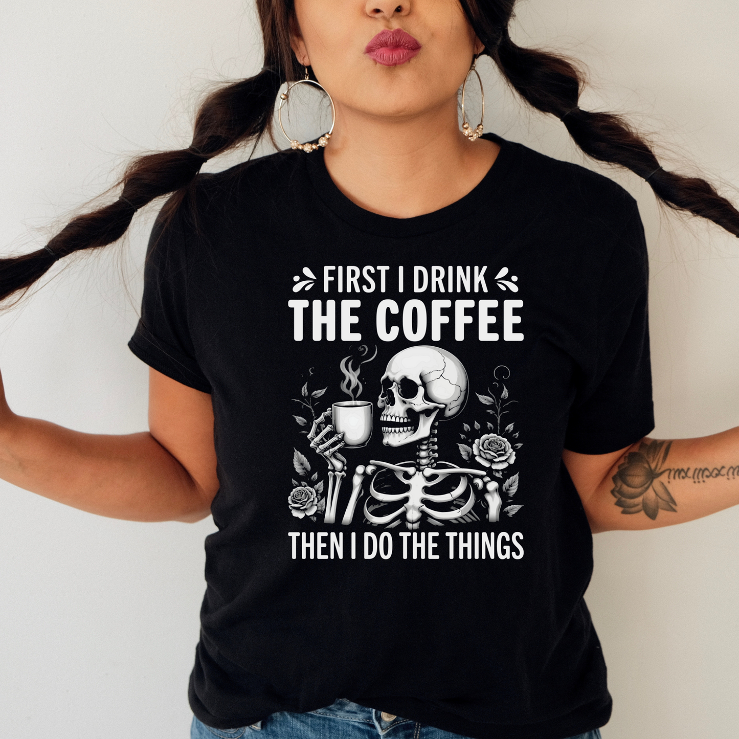 Funny and Sassy Coffee Lover Skeleton TShirt