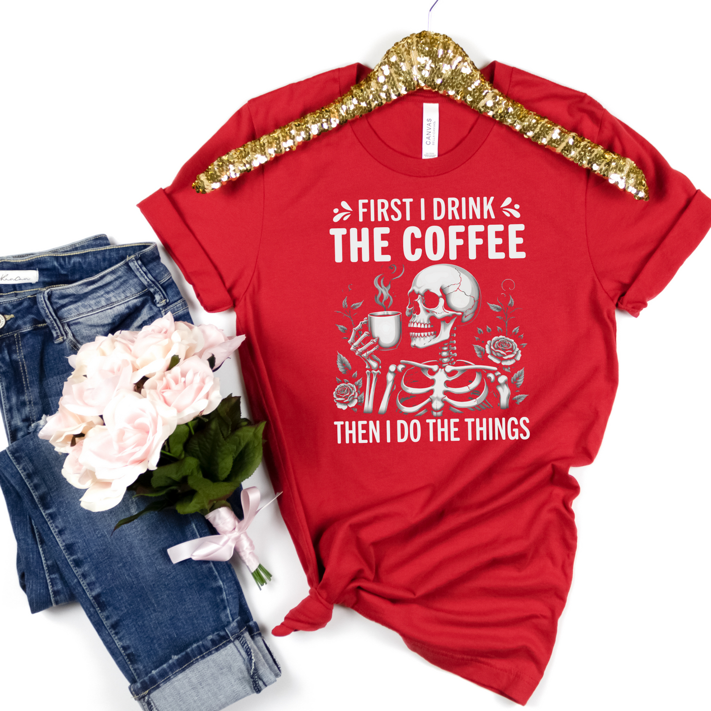 Funny and Sassy Coffee Lover Skeleton TShirt