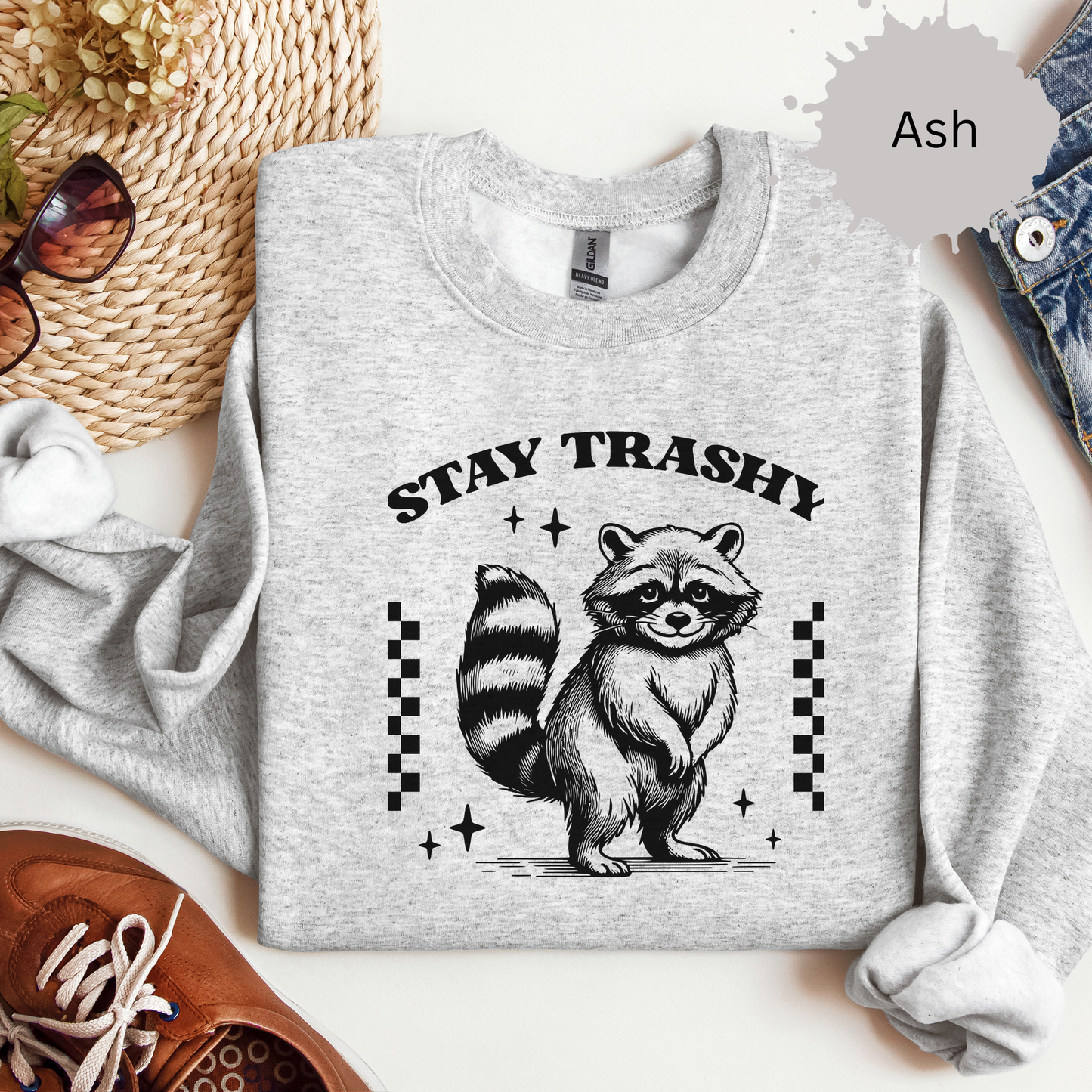 Stay Trashy Racoon Crewneck Sweatshirt