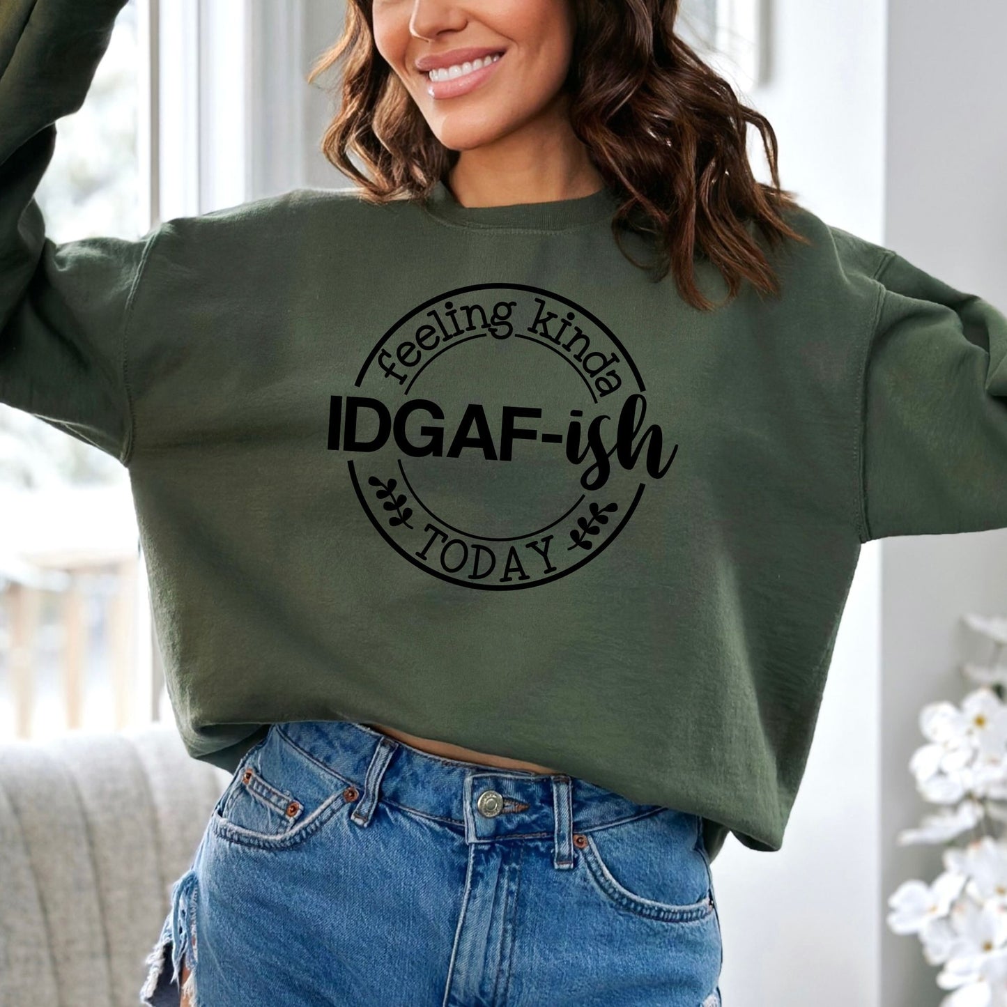 Feeling Kinda IDGAF-ish Today Pullover Crewneck Sweatshirt