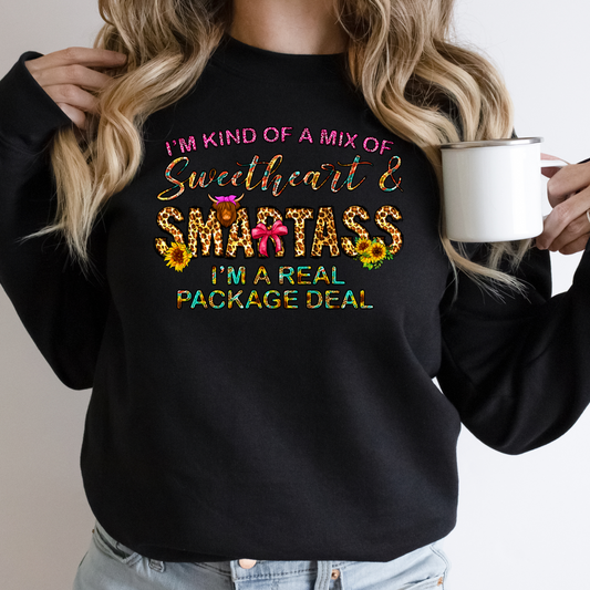 I'm A Mixture of Sweetheart & Smartass Crewneck Pullover Sweatshirt