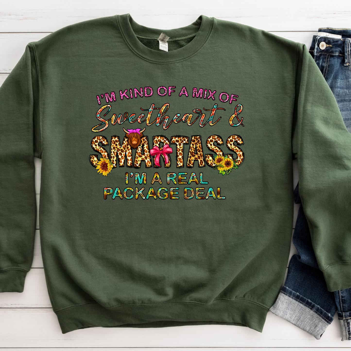 I'm A Mixture of Sweetheart & Smartass Crewneck Pullover Sweatshirt