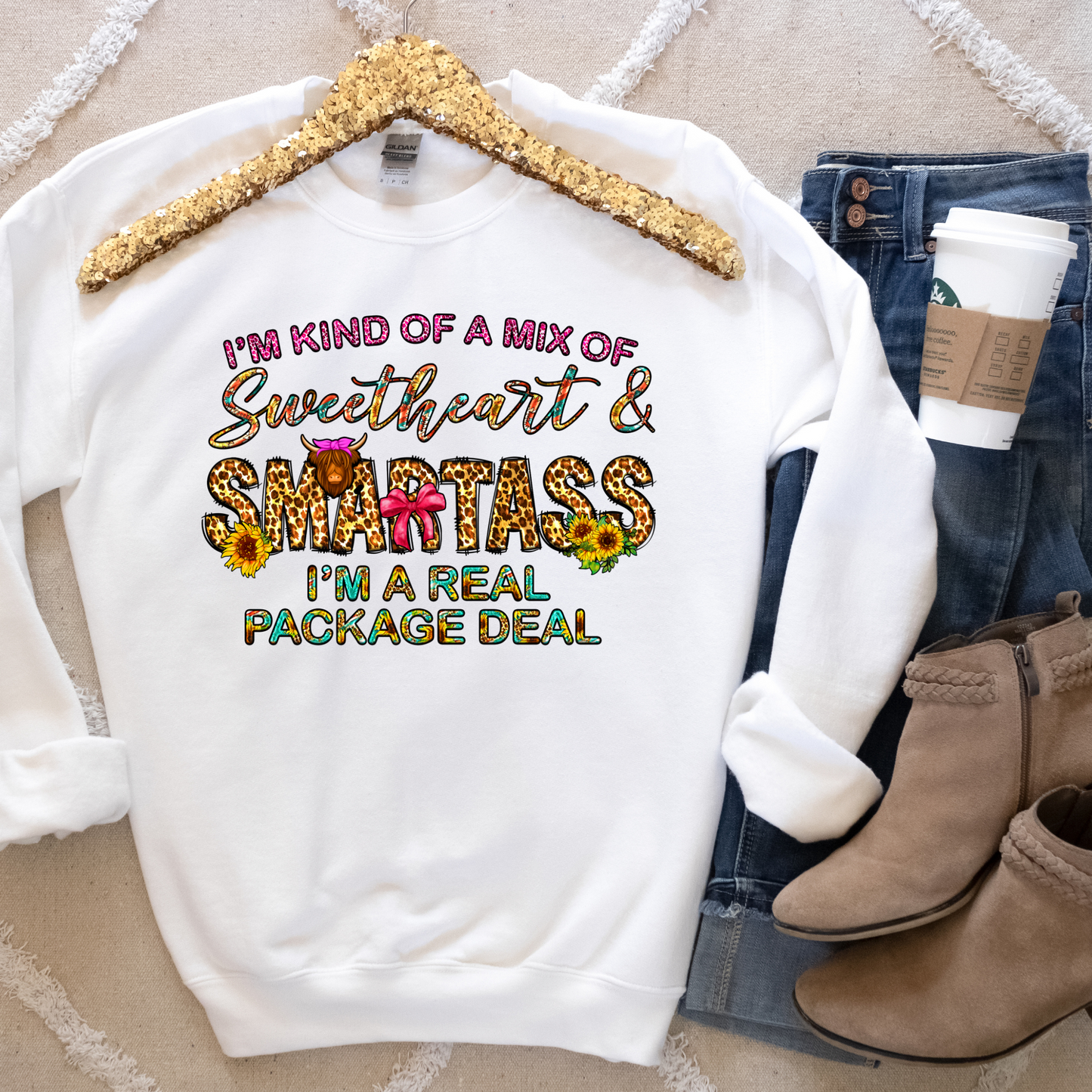 I'm A Mixture of Sweetheart & Smartass Crewneck Pullover Sweatshirt