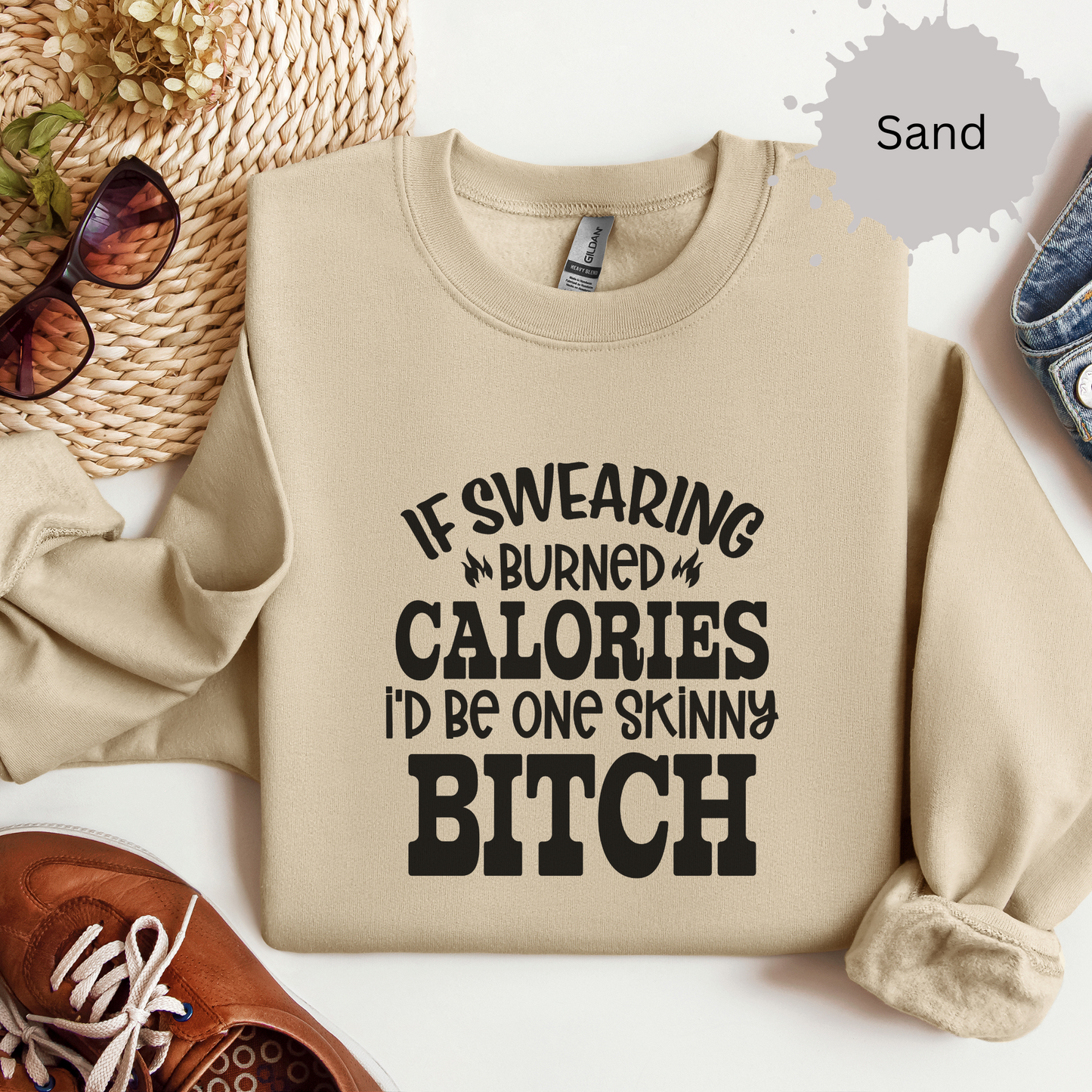 Swearing Burns Calories Crewneck Sweatshirt