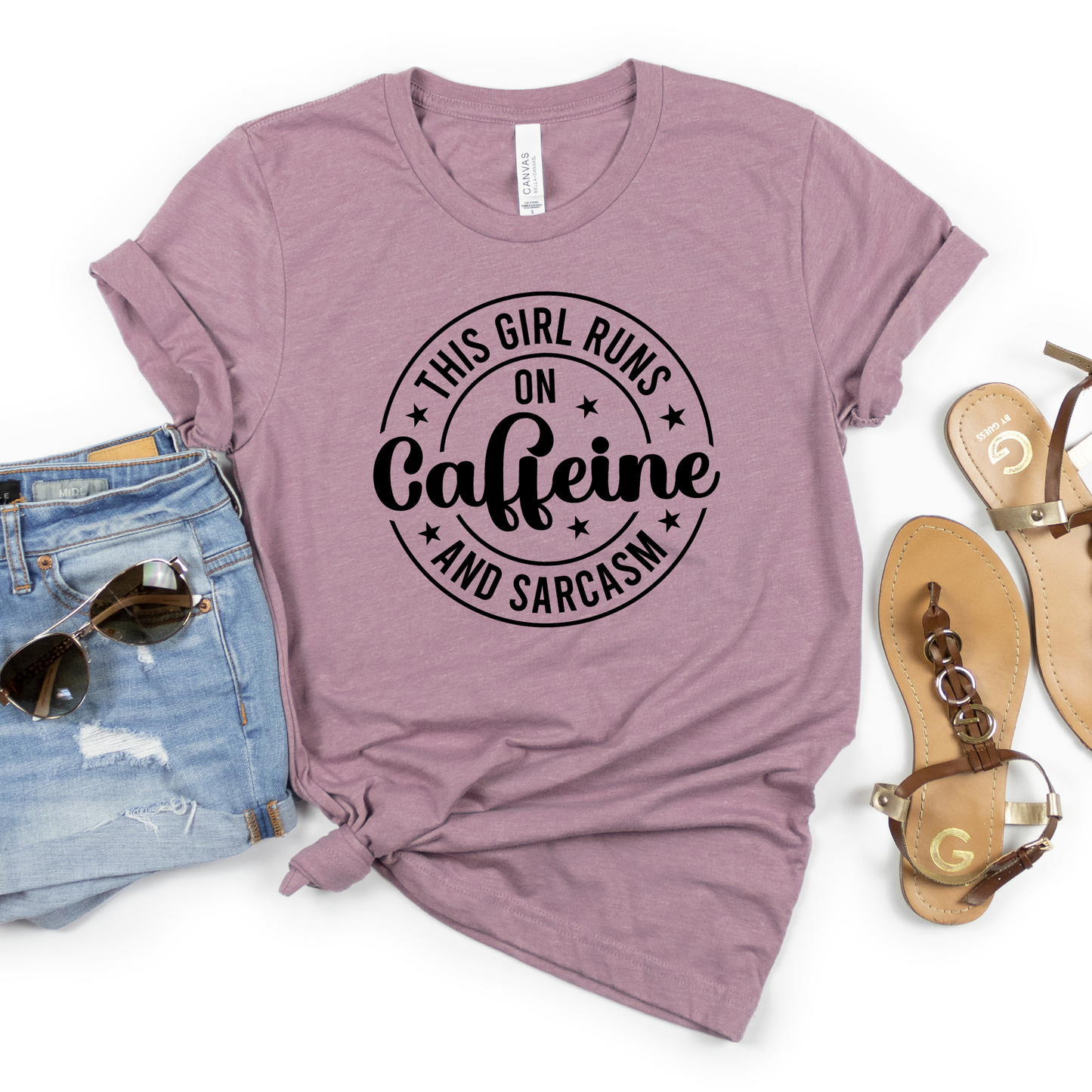 This Girl Runs on Coffee and Sarcasm Crewneck TShirt