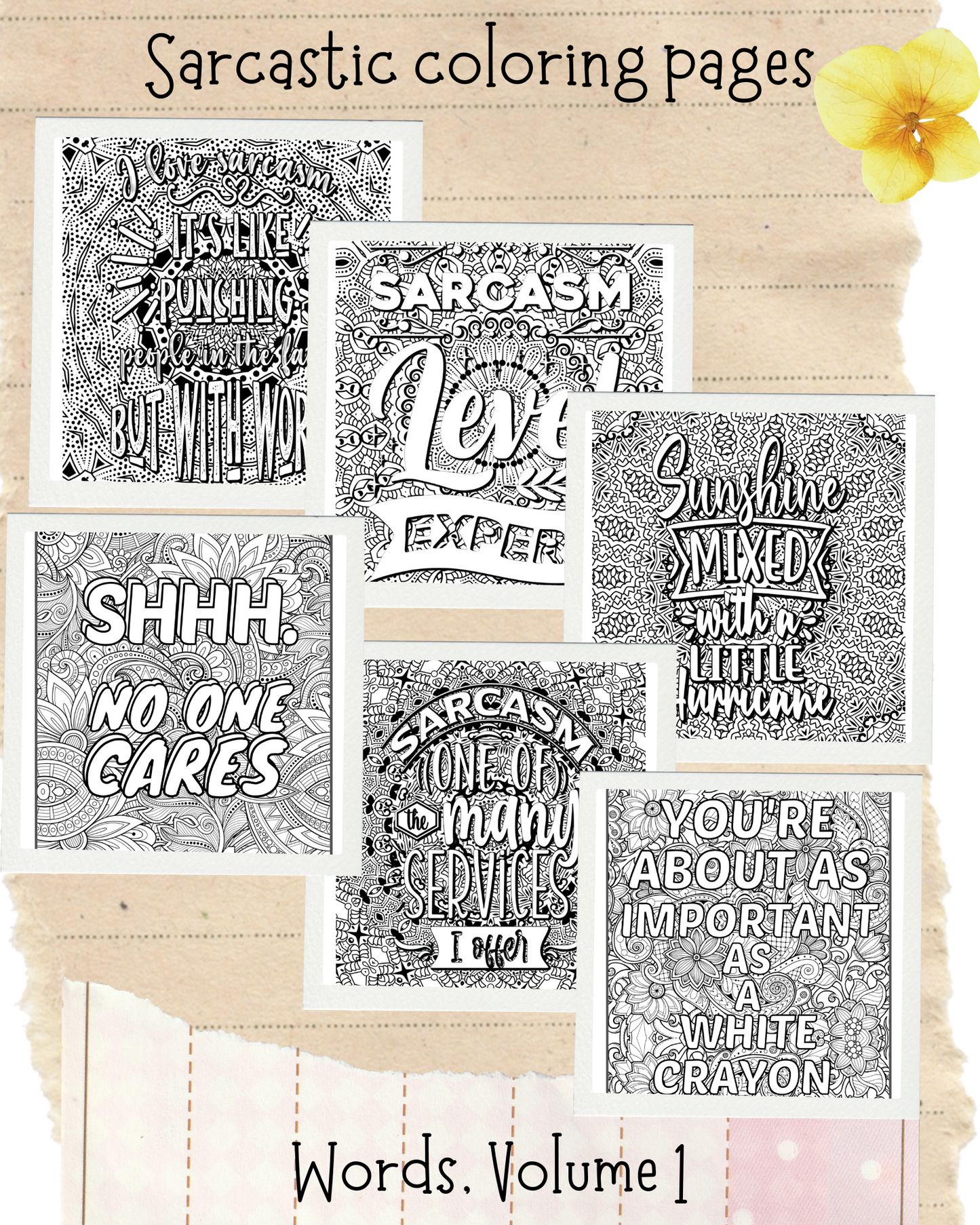 Sarcastic Coloring Pages - Words Volume 1