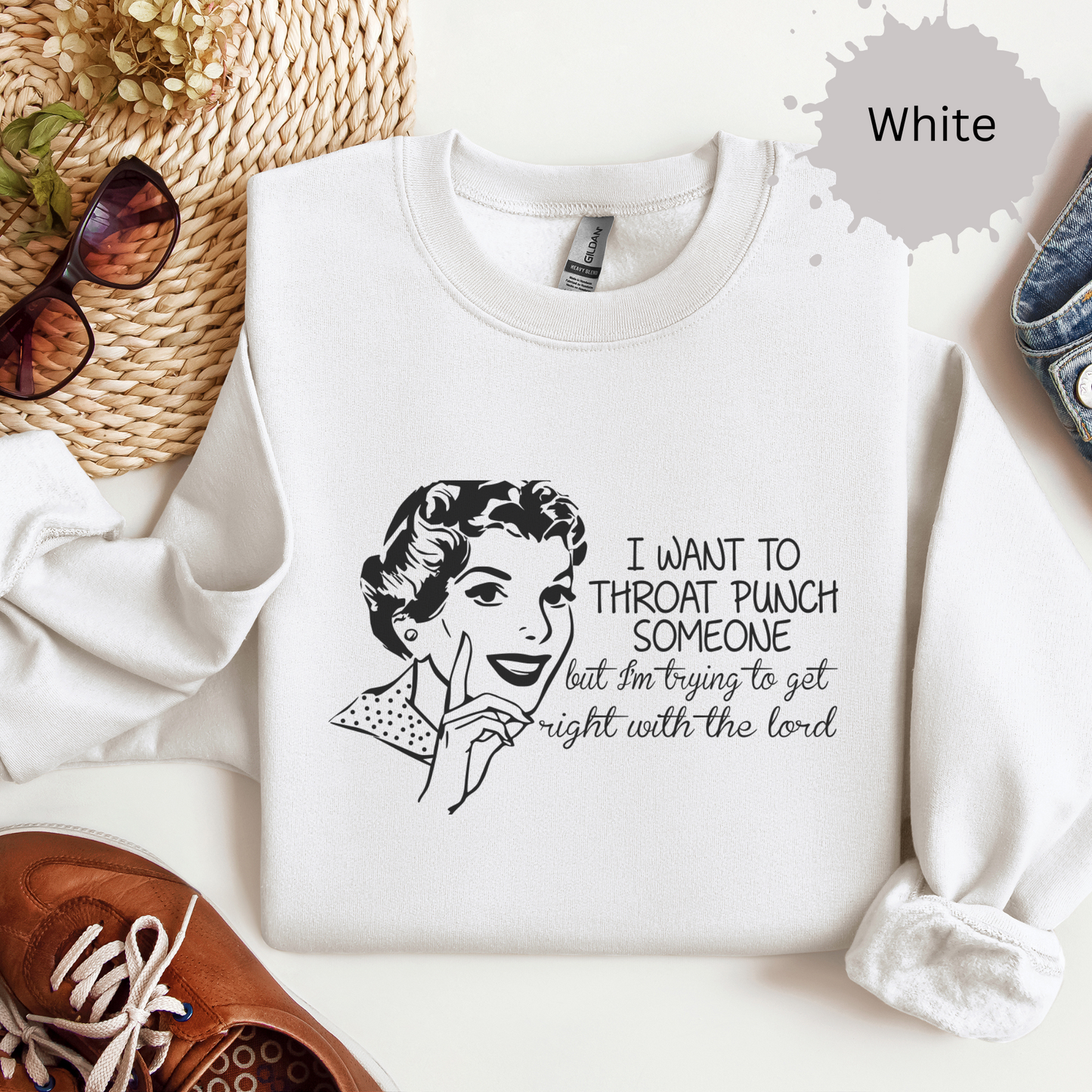 Praying Not Punching Today Crewneck Sweatshirt