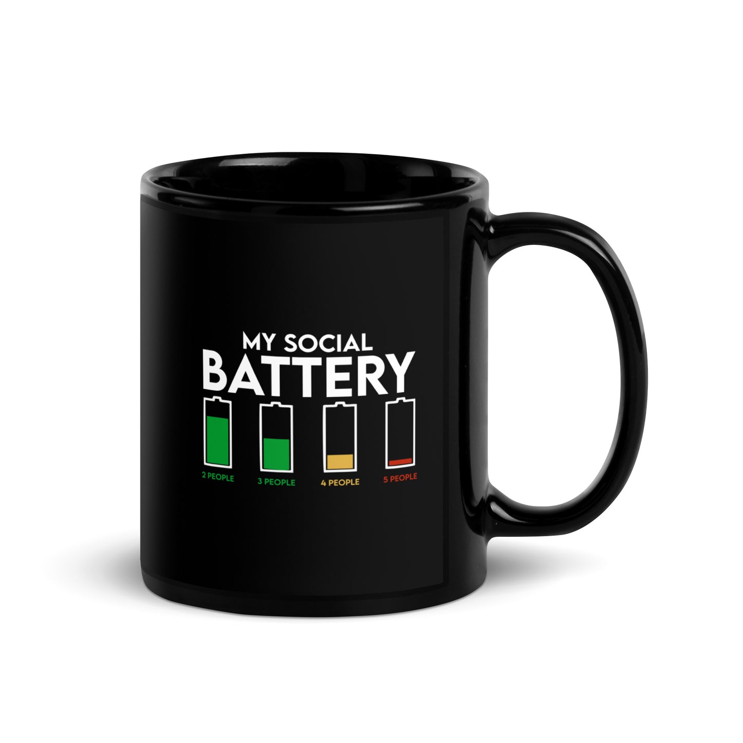 My Social Battery Black Ceramic Coffee Mug