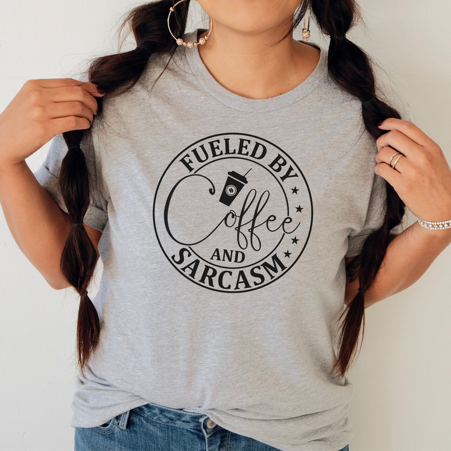 Fueled by Coffee and Sarcasm Crewneck TShirt