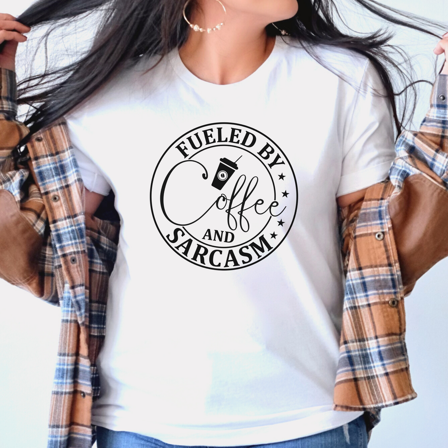 Fueled by Coffee and Sarcasm Crewneck TShirt