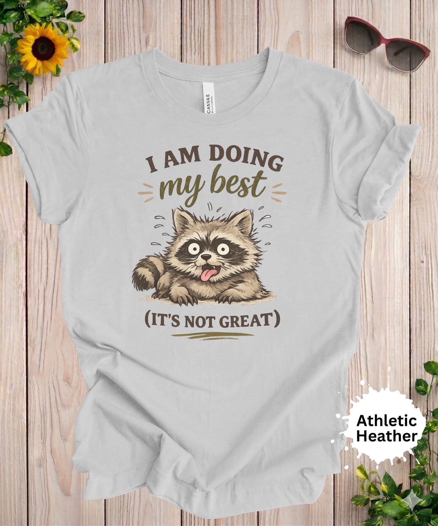 Raccoon graphic t-shirt with text I am doing my best it’s not great funny sarcastic design