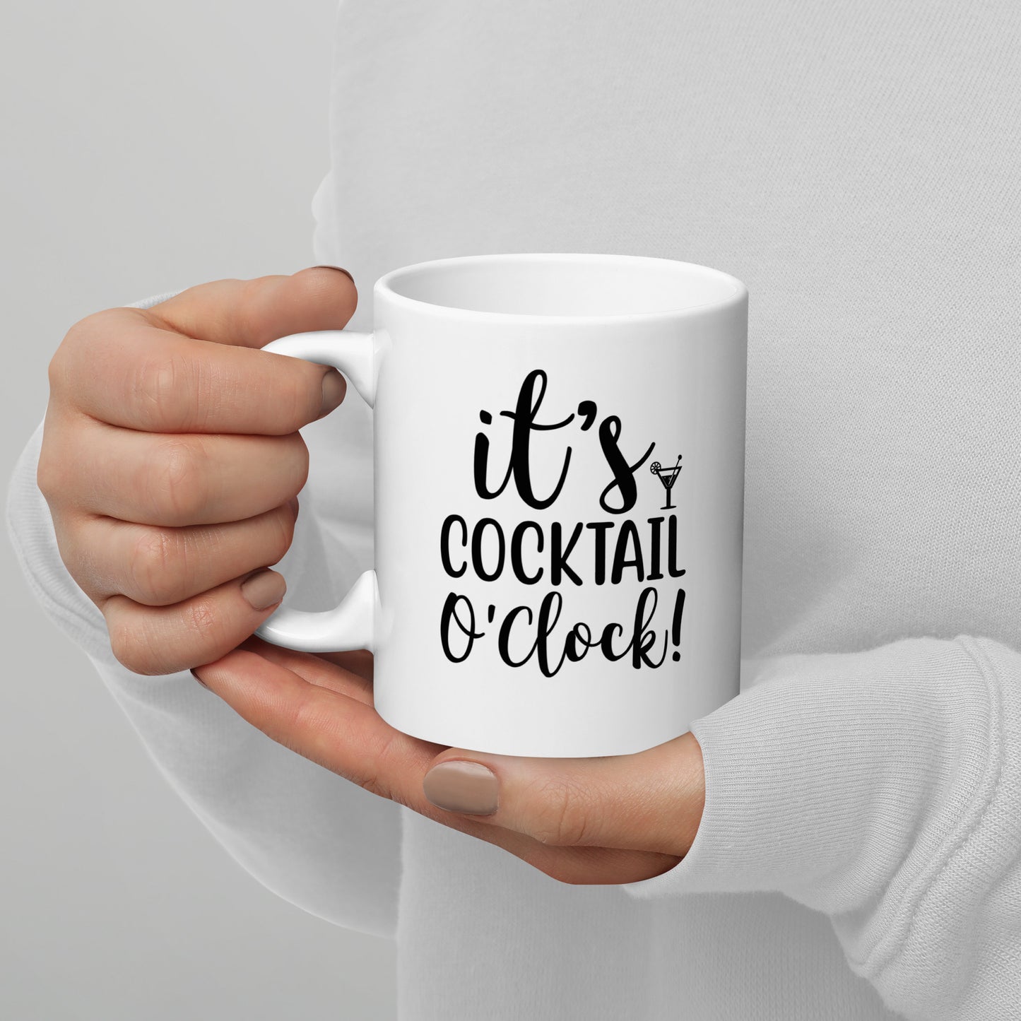 It's Cocktail O'Clock White Ceramic Coffee Mug