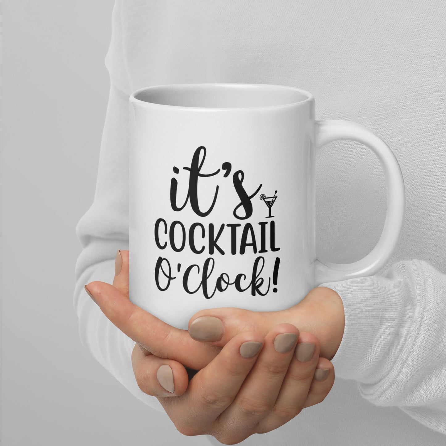 It's Cocktail O'Clock White Ceramic Coffee Mug