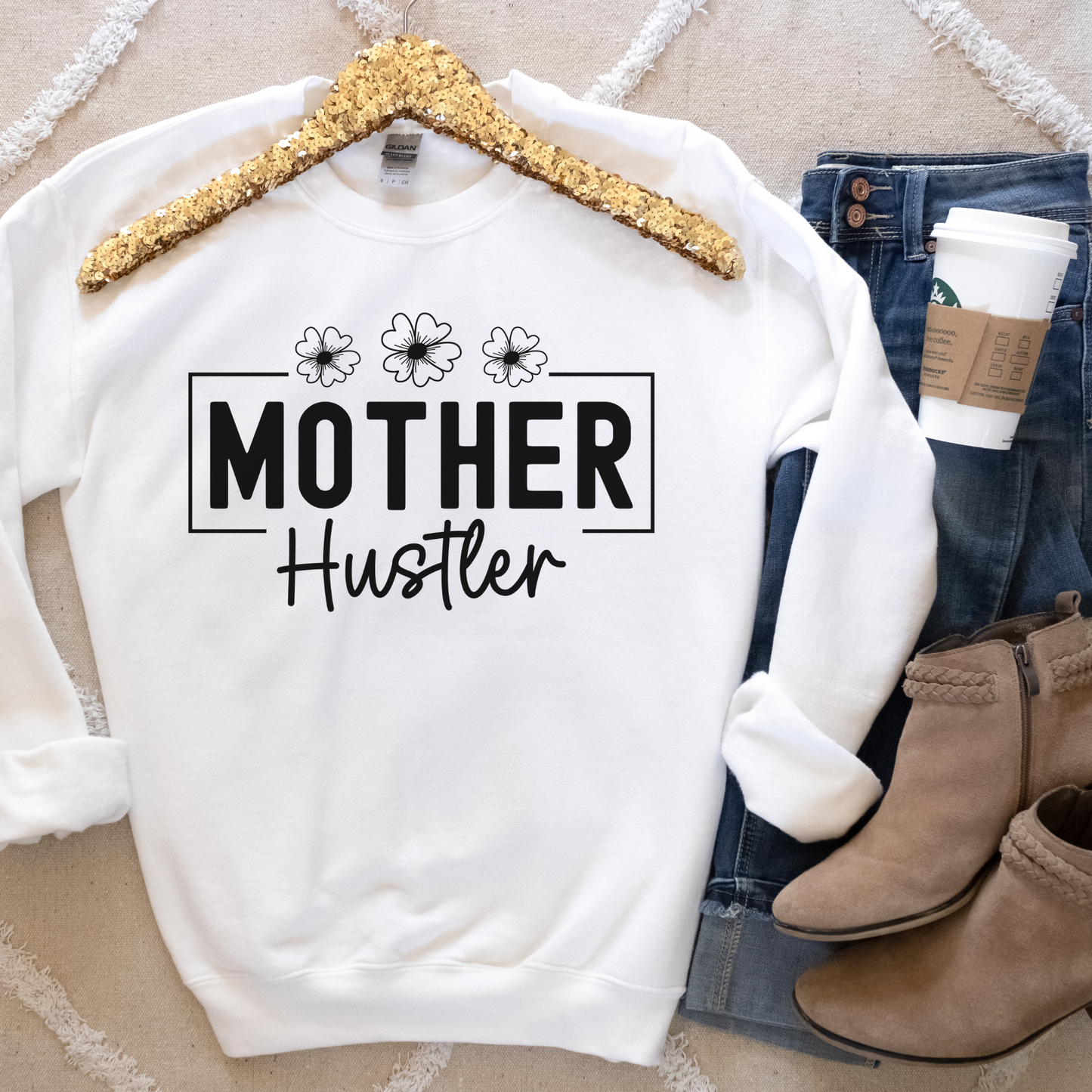 Mother Hustler Statement Pullover Crewneck Sweatshirt