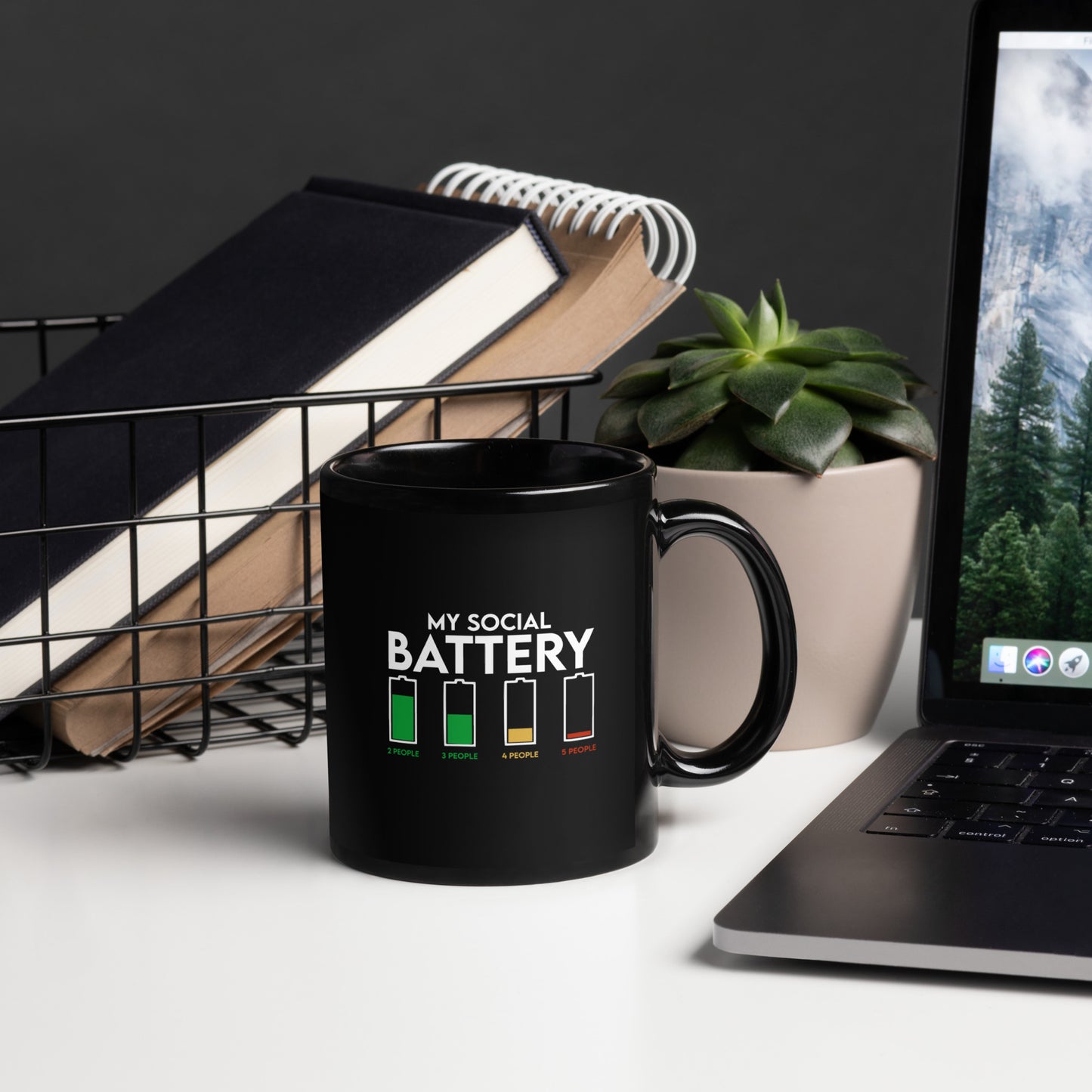 My Social Battery Black Ceramic Coffee Mug