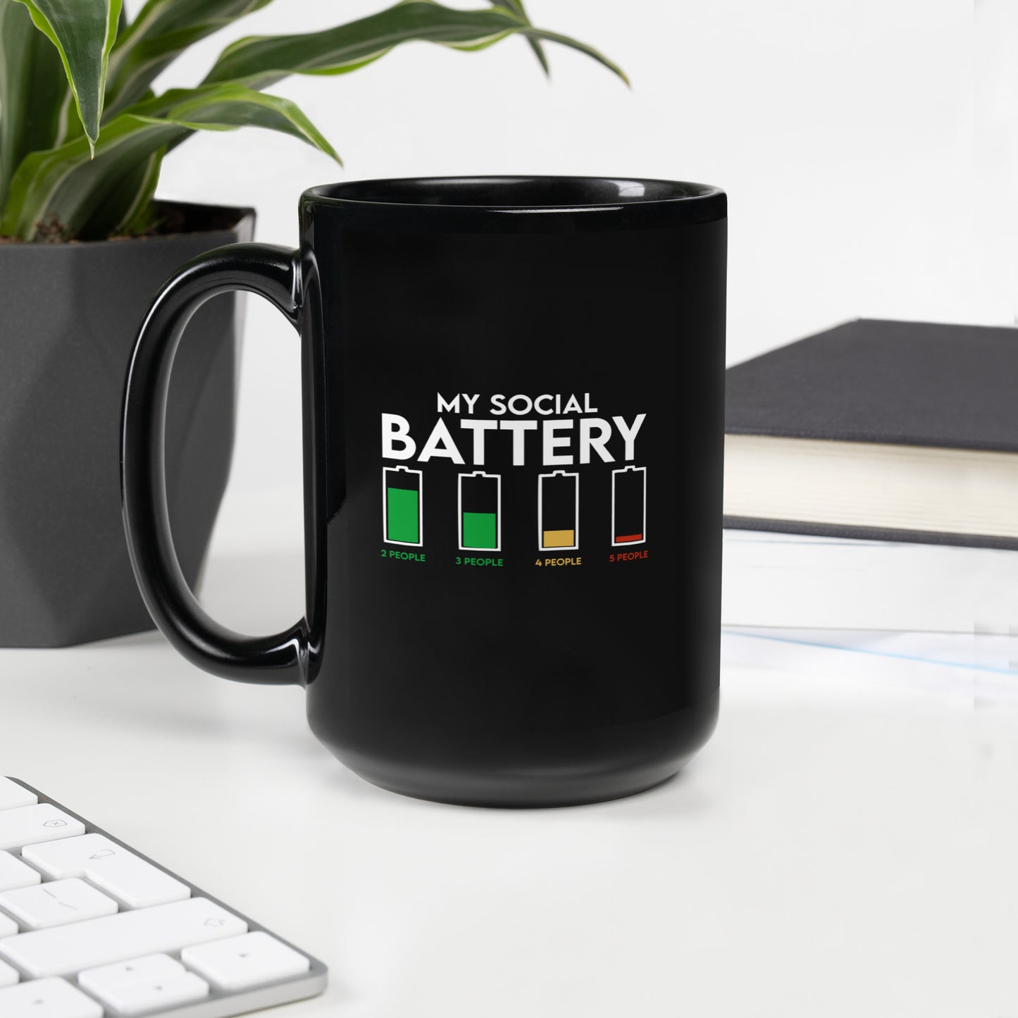 My Social Battery Black Ceramic Coffee Mug