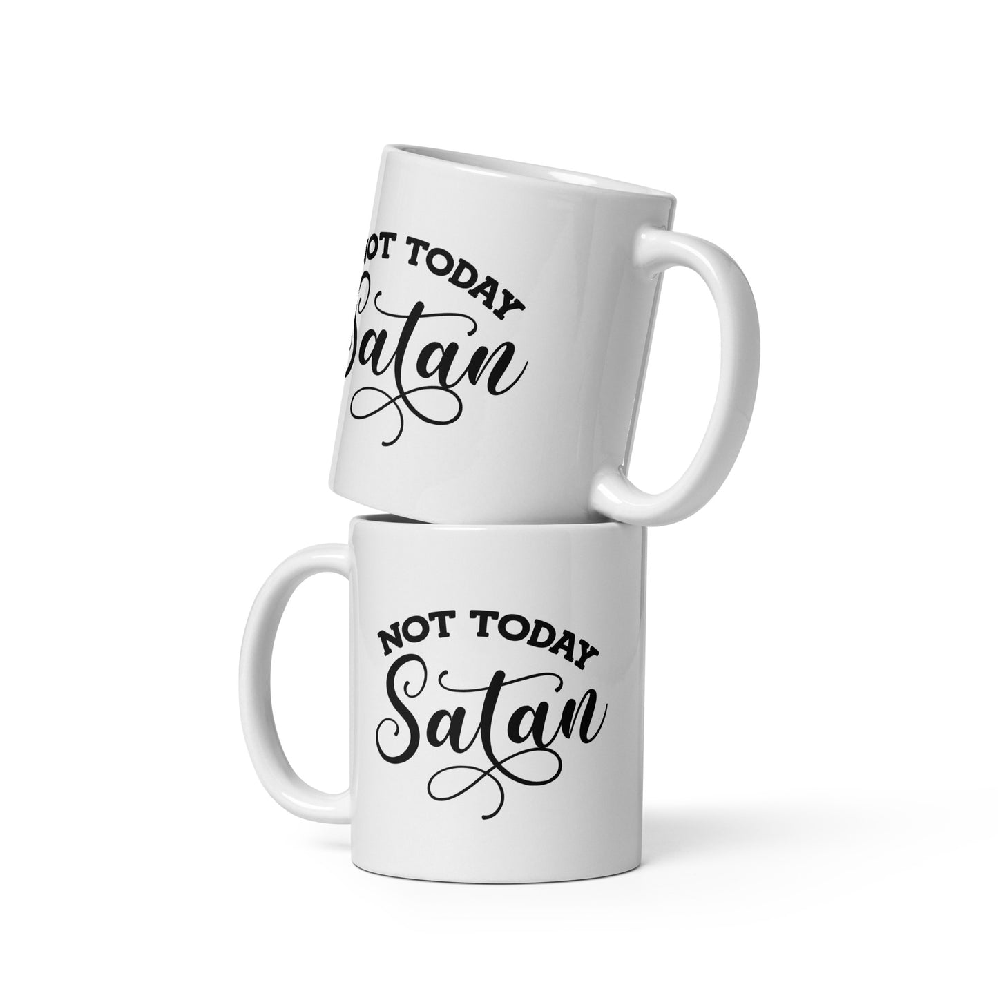 Defiance in a Mug: 'Not Today Satan' White Ceramic Coffee Cup