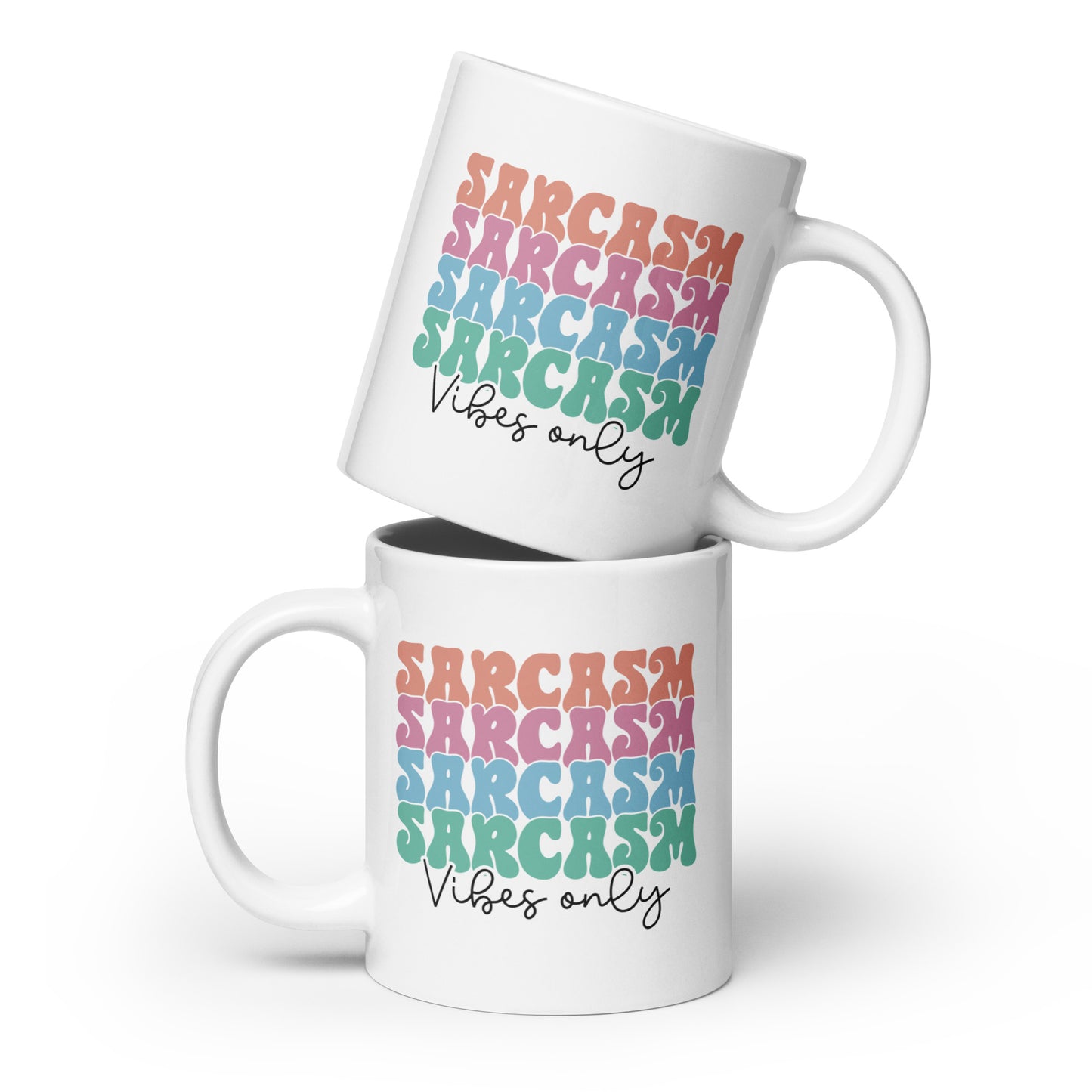 Retro Sarcasm Vibes White Ceramic Coffee Mug