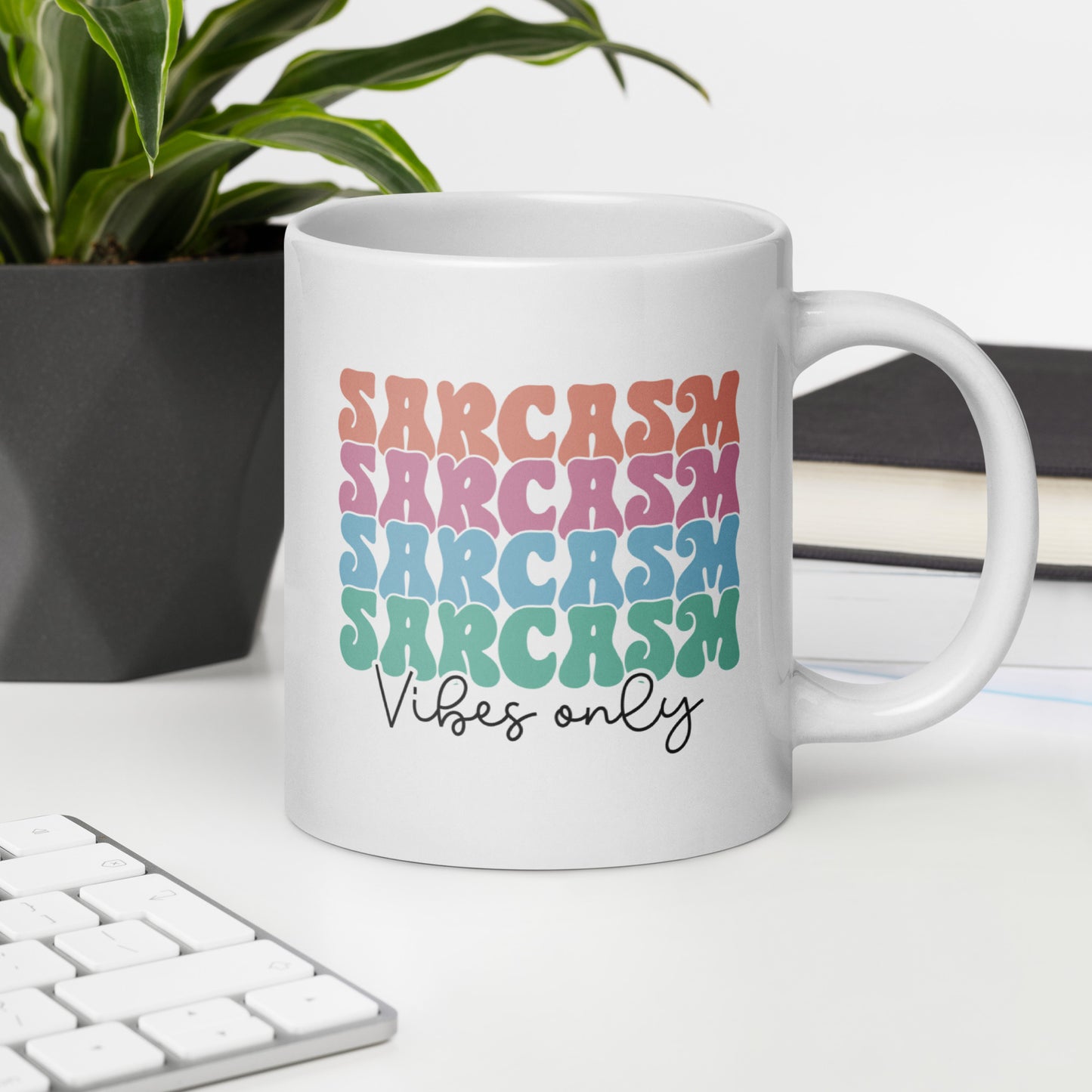 Retro Sarcasm Vibes White Ceramic Coffee Mug