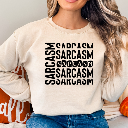 Sarcasm on Repeat Pullover Crewneck Sweatshirt