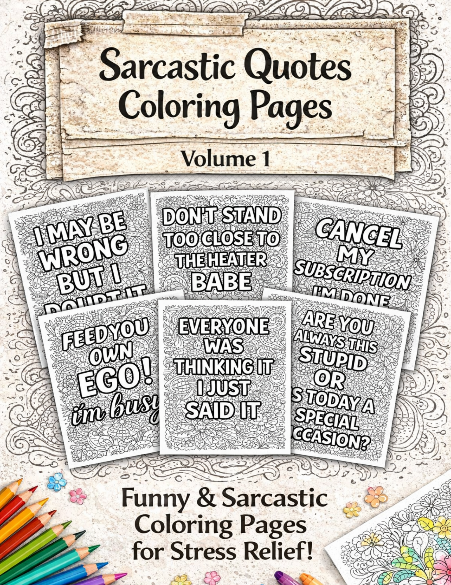 Sarcastic Coloring Pages | Funny Adult Printable Coloring Pages Instant