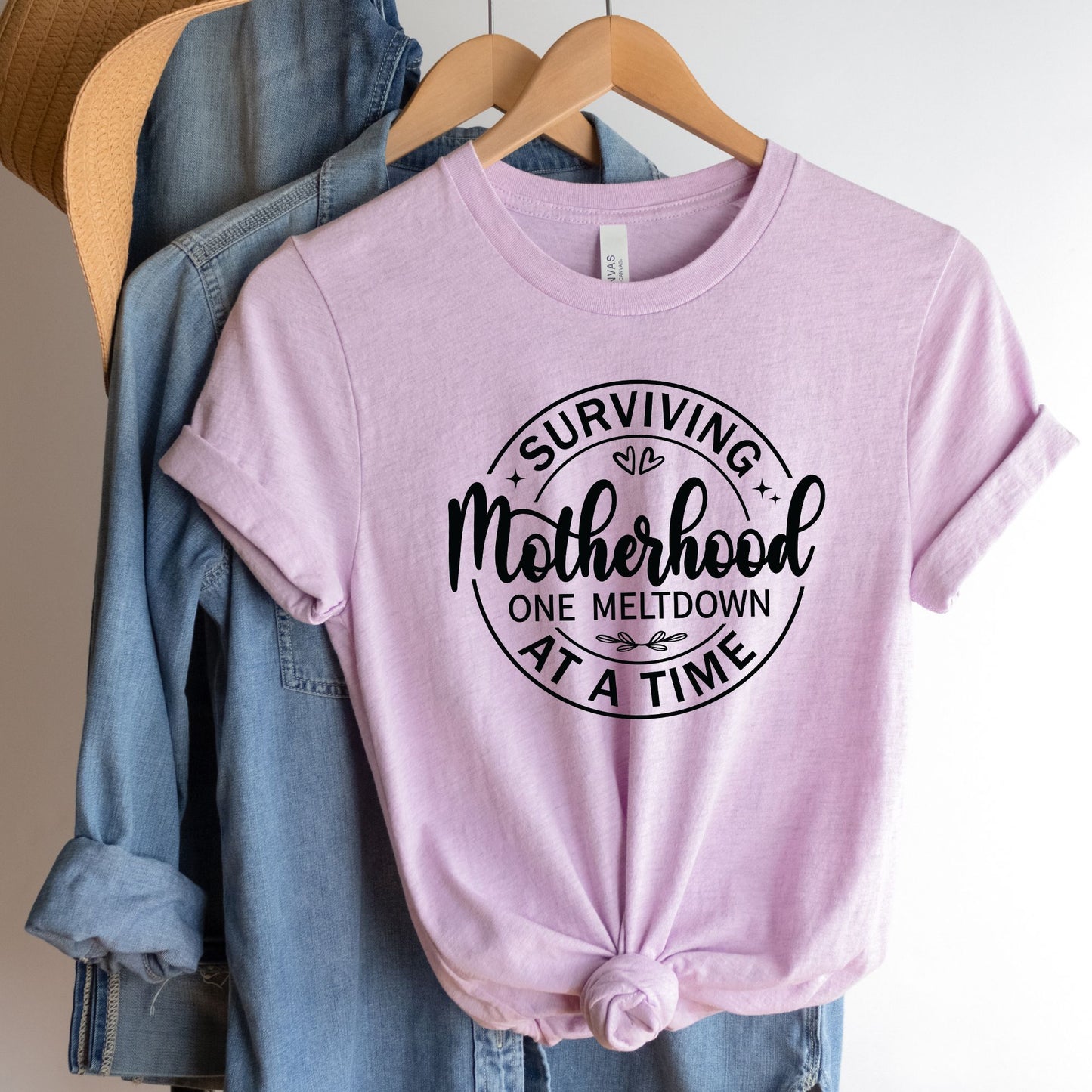 Surviving Motherhood One Meltdown at a Time Crewneck TShirt