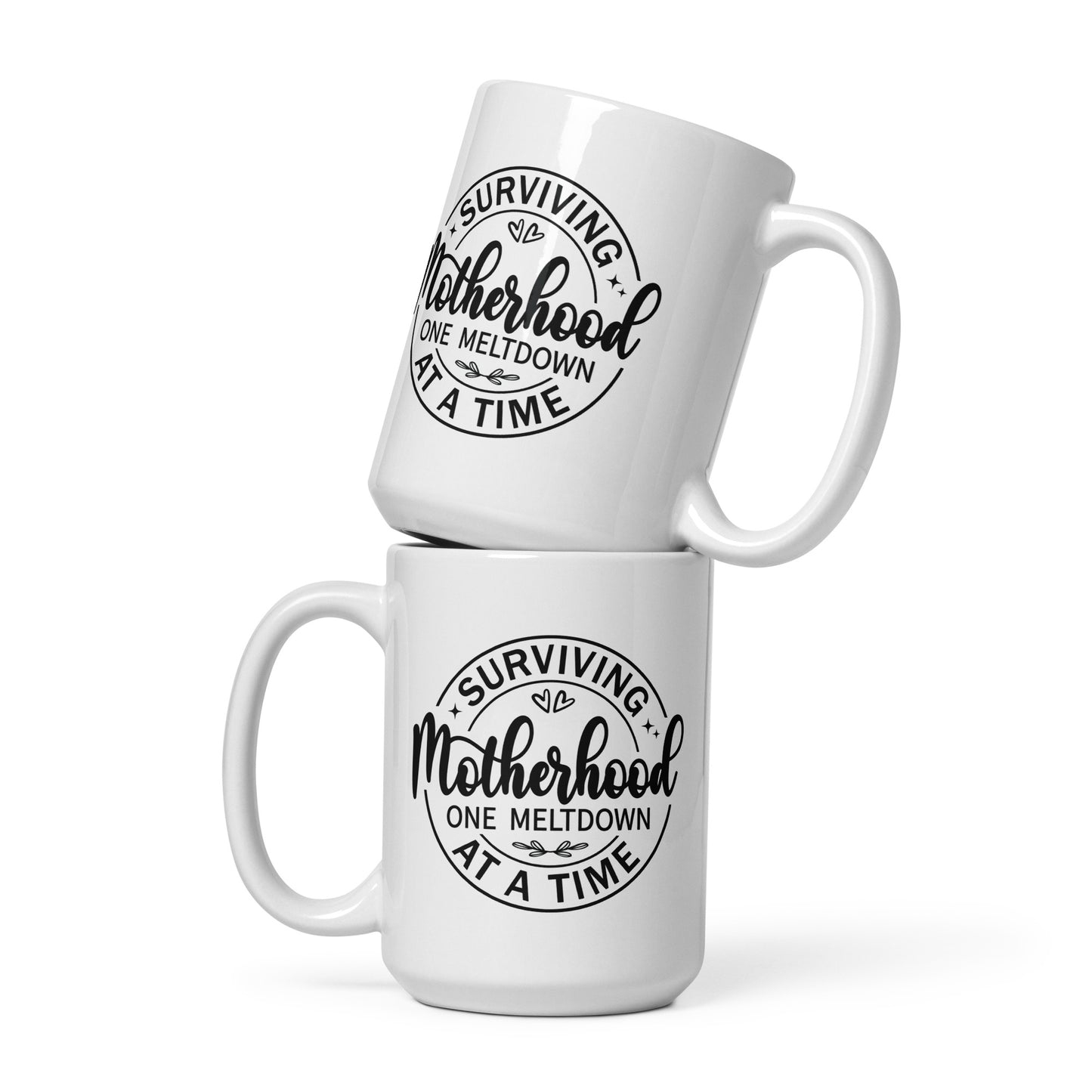 Mom's Daily Triumph: 'Surviving Motherhood' White Ceramic Coffee Mug